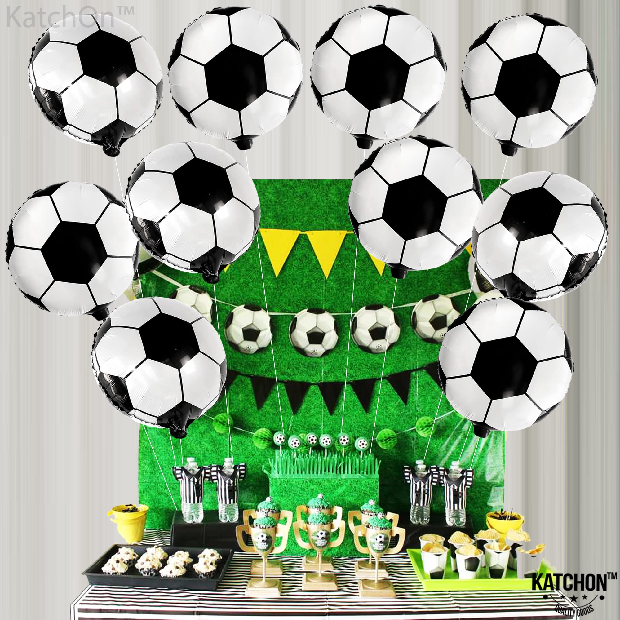 KatchOn 18 Inch Black and White Soccer Balloons - Pack of 10 | Soccer Party Decorations, Birthday Balloon Arch Kit | Perfect for Soccer Themed Parties, Baby Showers & Game Day Decor