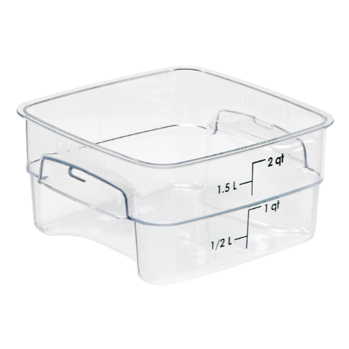 Cambro CamSquare 2 Quart Clear Food Storage Container with Green Graduation - Set of 6, BPA-Free Plastic Meal Prep Containers for Kitchen, Restaurant & Catering Use - Ideal for Food Storage, Meal Prep & Leftovers