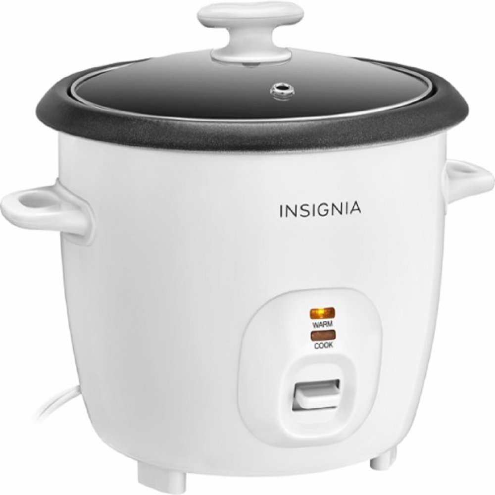 Insignia NS-RC14WH7 2.6-Quart White Rice Cooker - Perfect for Small Kitchens, Dorms & Meal Prep - Fast Cooking & Keep Warm Function