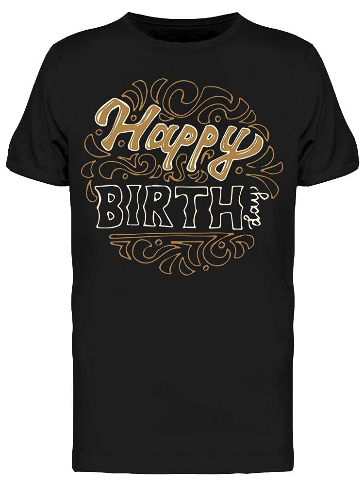 Smartprints Happy Birthday Greeting T-Shirt for Men - Black Cotton Birthday Party Apparel for Celebrations & Gifts
