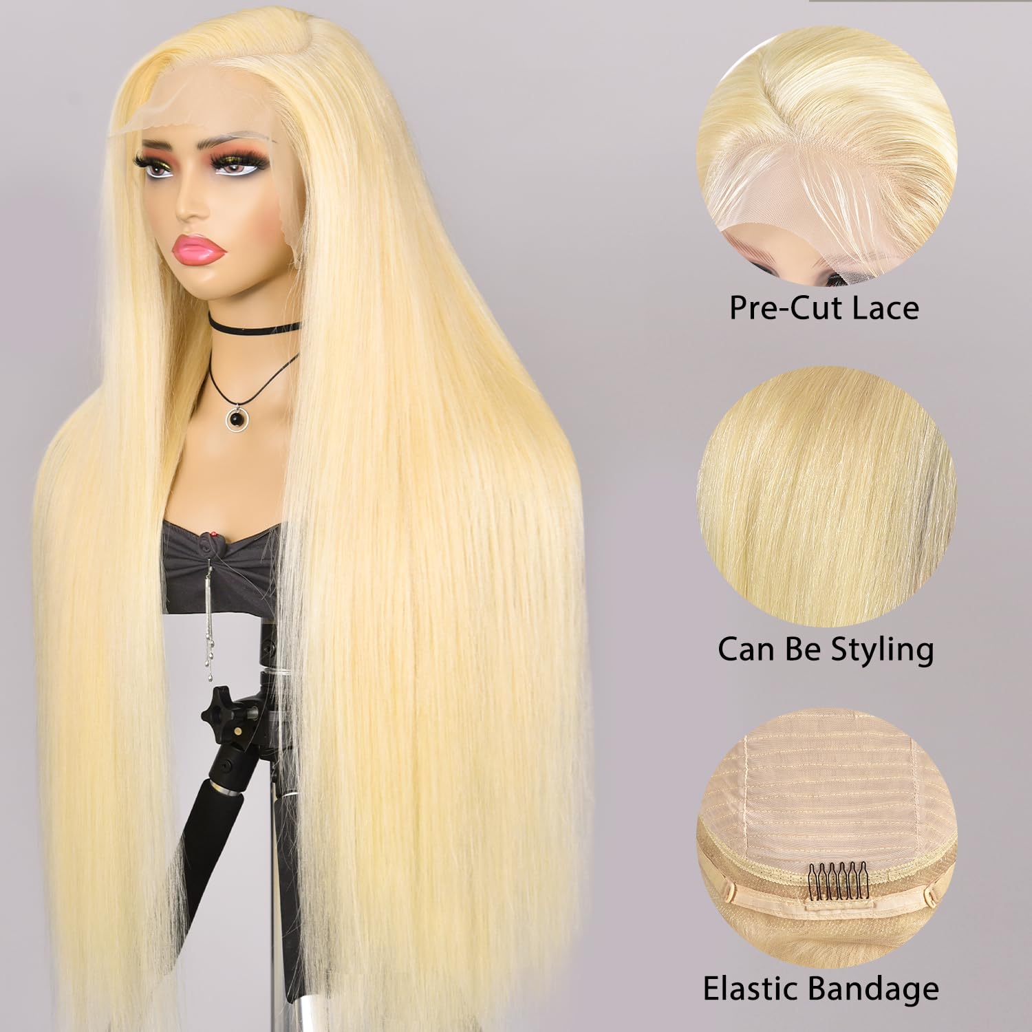 Alididi 30 Inch 613 Blonde Lace Front Wig - 13x6 Human Hair Wig 200 Density, Pre Plucked with Baby Hair - Natural Straight Lace Frontal Wig for Women - Perfect for Cosplay, Daily Wear & Special Occasions