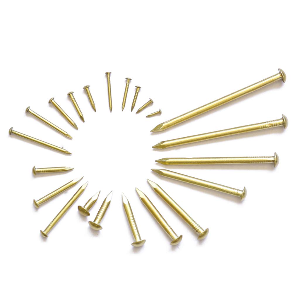Decorative Round Head Brass Pins - 197-1819 Pcs for Wall Hanging, Wood Fixing & Picture Frames | Gold Craft Nails for DIY Projects, Art Display & Home Decor
