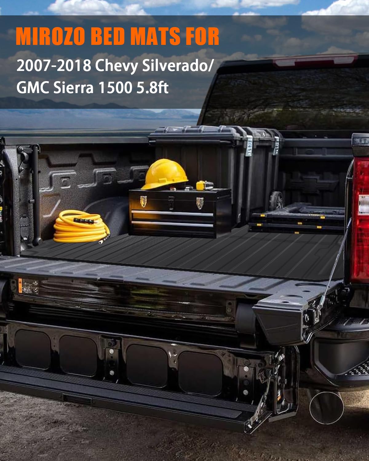 MIROZO All-Weather TPE Truck Bed Liner Mat for 2007-2018 Chevy Silverado 1500 & GMC Sierra 1500 (5.8 ft Short Bed) - Durable Protection Against Dirt, Spills & Scratches | Perfect for Hauling, Camping & Work Site Use