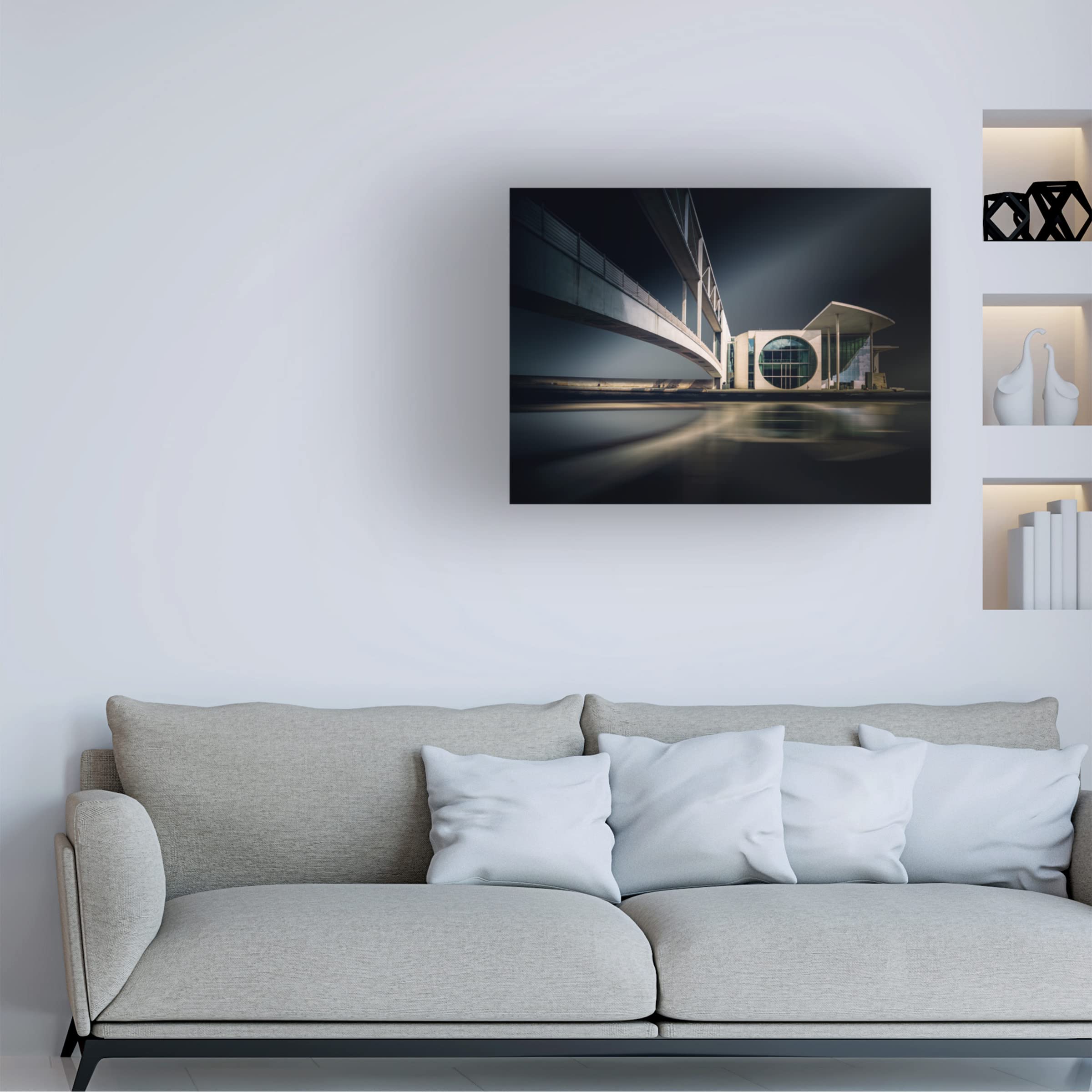 Trademark Fine Art 'Bridge' Canvas Wall Art by Jorg Vollrath - Stunning Landscape Painting for Living Room, Bedroom & Office Decor