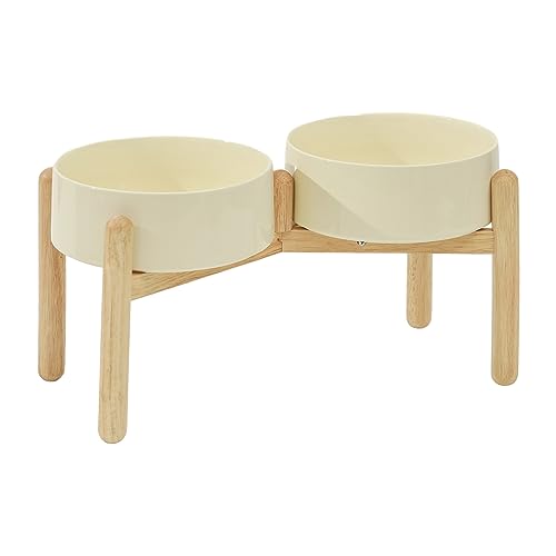 Double Bowl with Stand - Beige