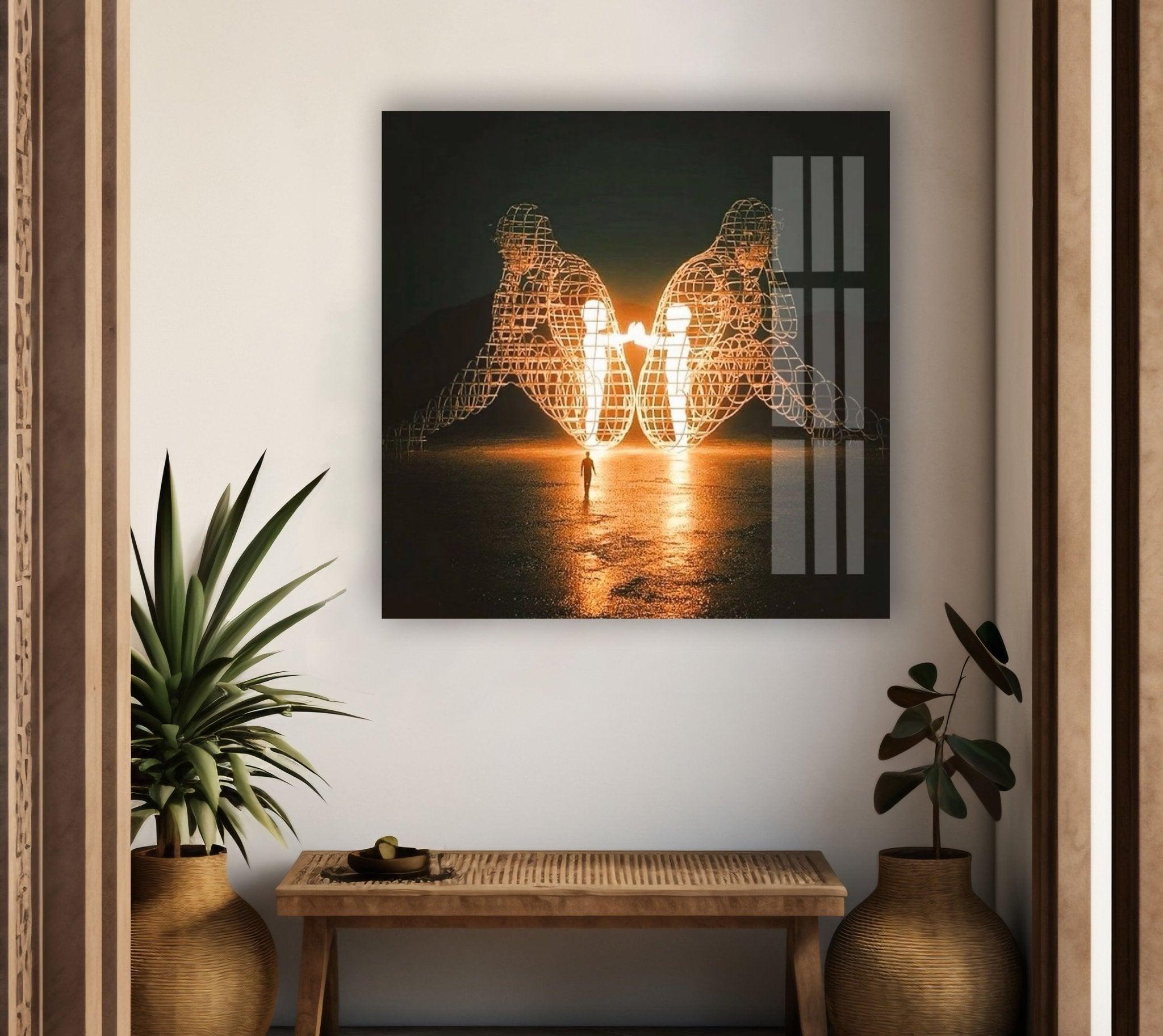 Alexander Milov Love Sculpture - Elegant Glass Wall Art for Home & Office Decor | Perfect for Living Room, Bedroom, or Wedding Gift