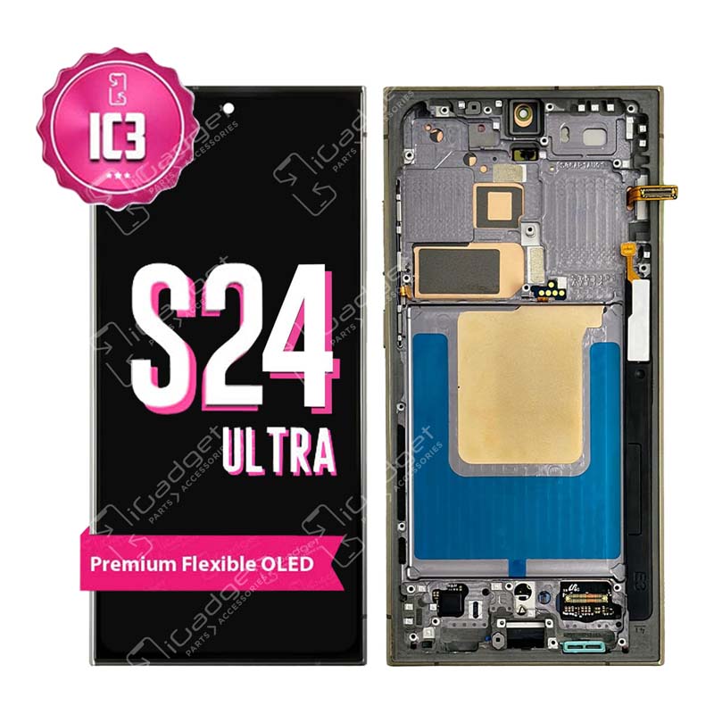 Samsung Galaxy S24 Ultra IC3 OLED Screen Replacement with Middle Frame - Premium Display Repair Kit for DIY Fixes at Home or Office