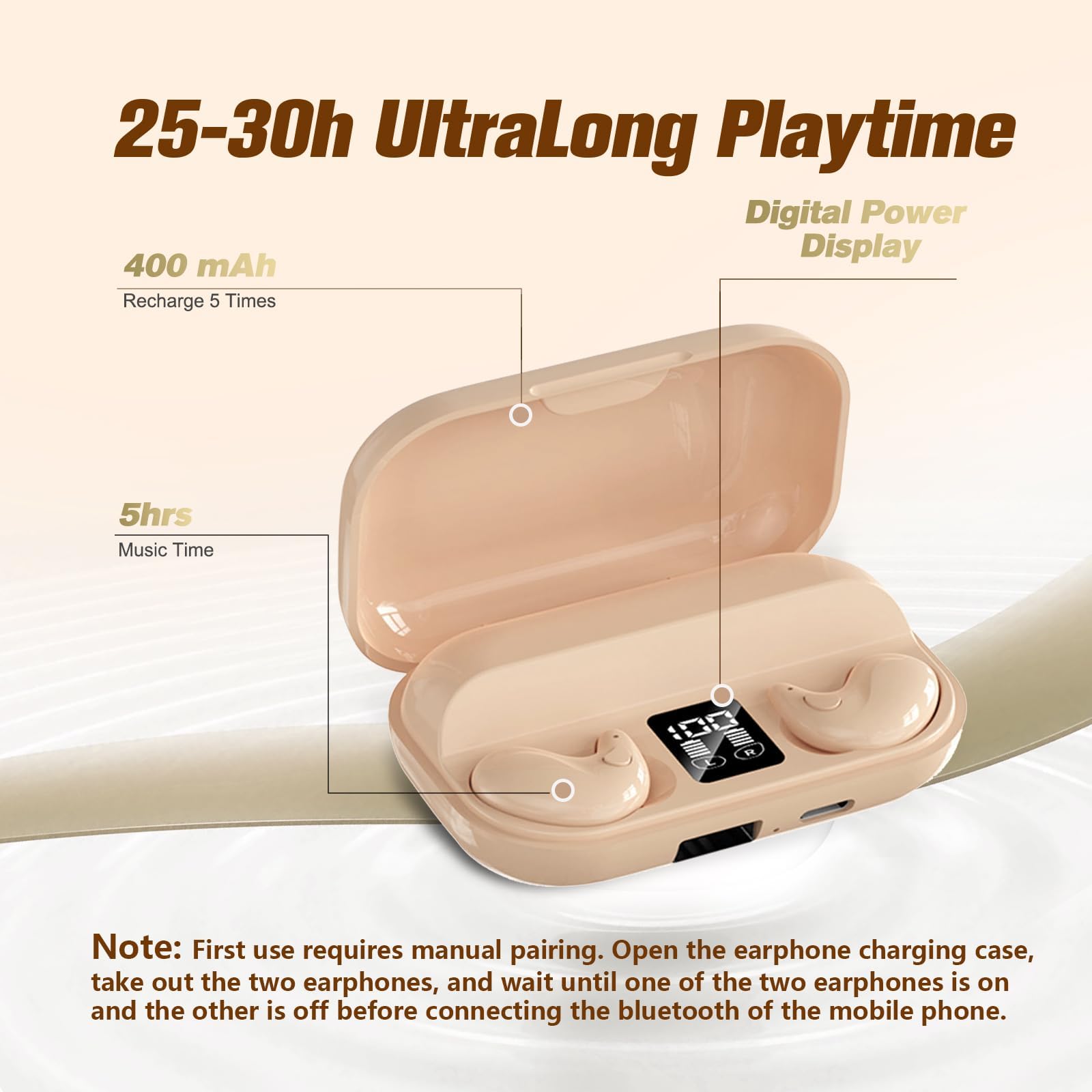 Xmenha Wireless Invisible Sleep Earbuds for Side Sleepers - Bluetooth Mini Headphones with Noise Isolation for Small Ears | Comfortable Sleeping Earphones for Night Use, Travel & Meditation