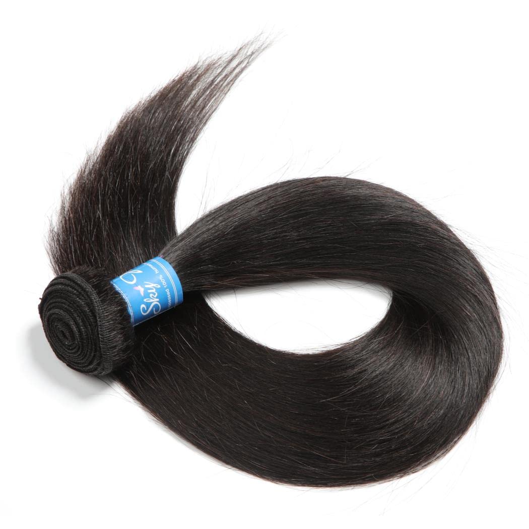 10A Brazilian Straight Virgin Hair Bundles with Frontal (16 18 20+14 Inch) - 100% Unprocessed Human Hair Weft for Sew-in, Glueless Wigs & Natural Hairstyles - Perfect for Daily Wear, Special Occasions & Salon Styling