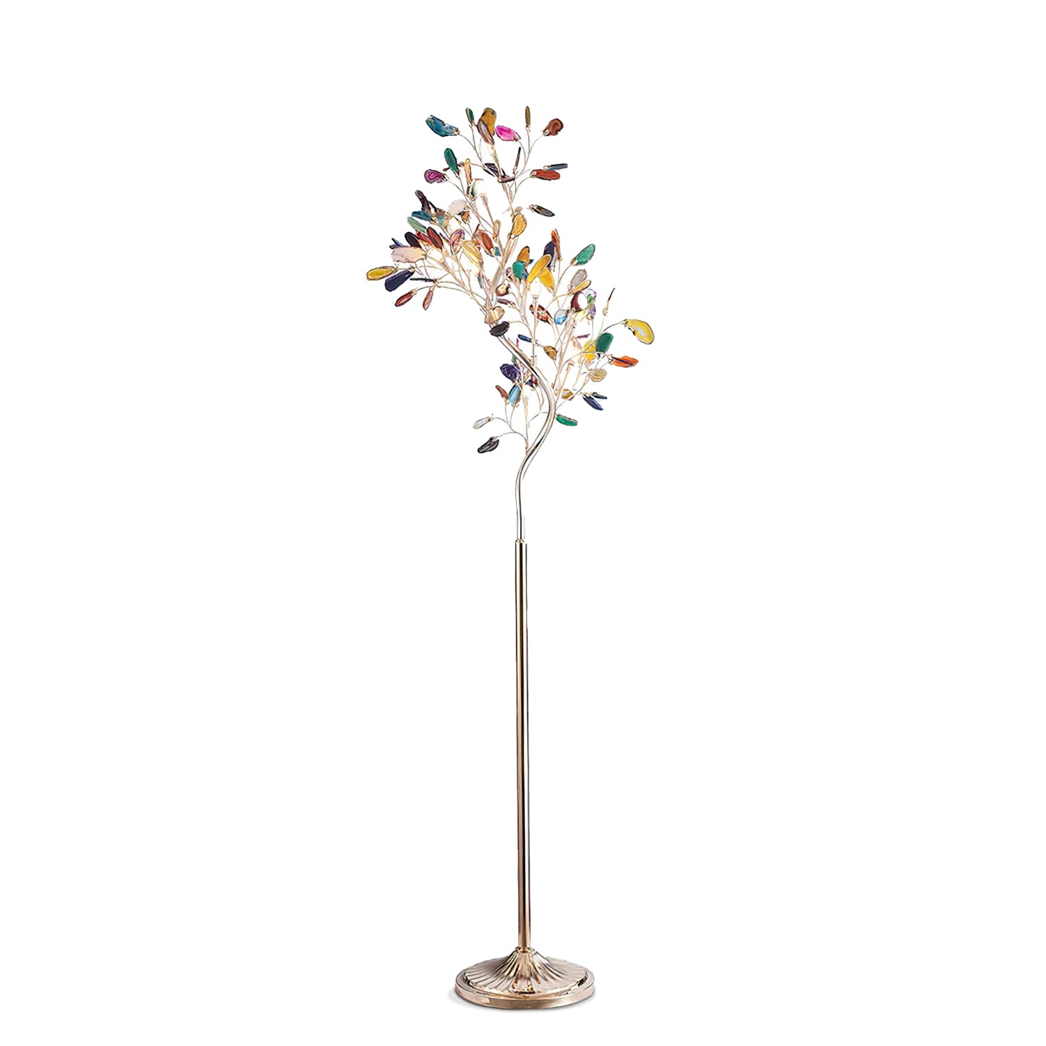 Modern Agate Floor Lamp with Wood Base - Natural Stone Decor for Living Room, Bedroom & Office - Warm Ambient Lighting for Home & Workspace