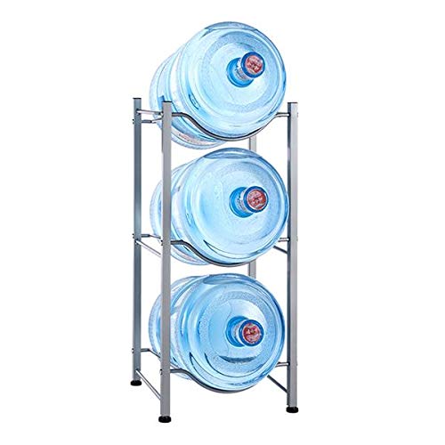 3-Tier Stainless Steel Water Bottle Storage Rack - Heavy Duty Water Cooler Jug Organizer for Kitchen, Office & Home - Space Saving Silver Shelf (Perfect for Pantry, Breakroom & Dorm Organization)