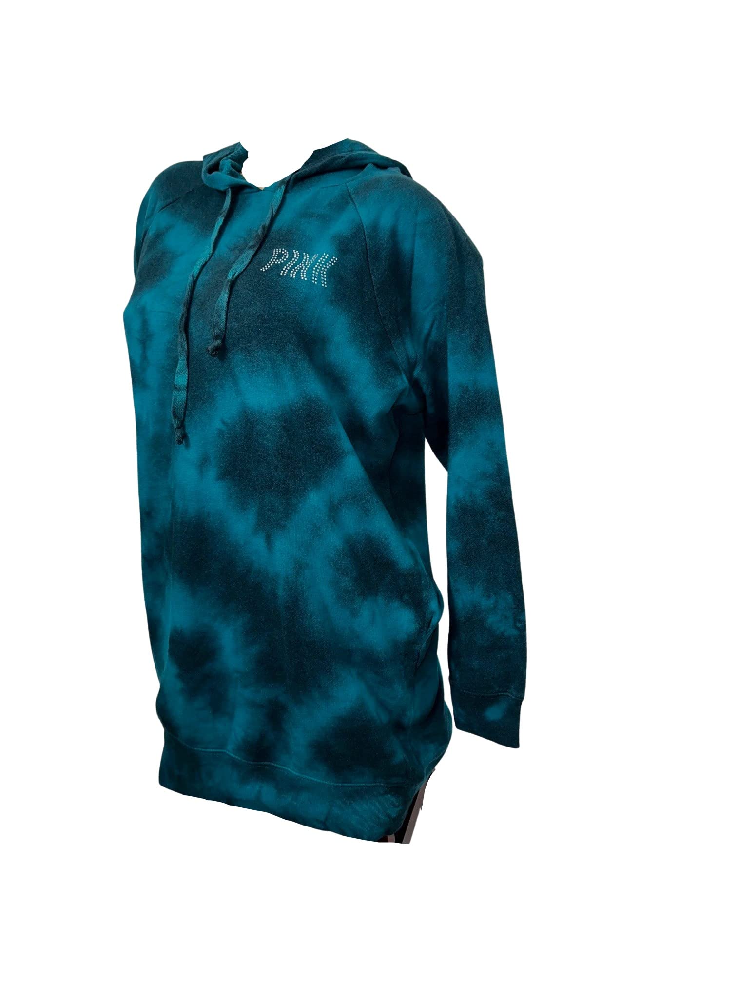 Victoria's Secret Pink Oversized Tie Dye Hoodie Dress with Rhinestones - Green Shine Medium Size | Cozy Loungewear & Casual Streetwear Fashion for Women