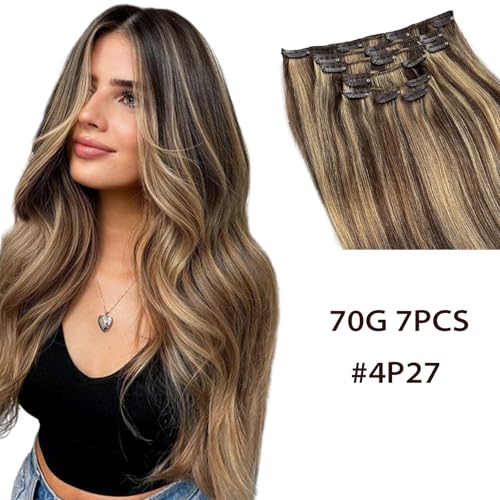 #H4/27 Brown Hair Mixed Caramel Blonde