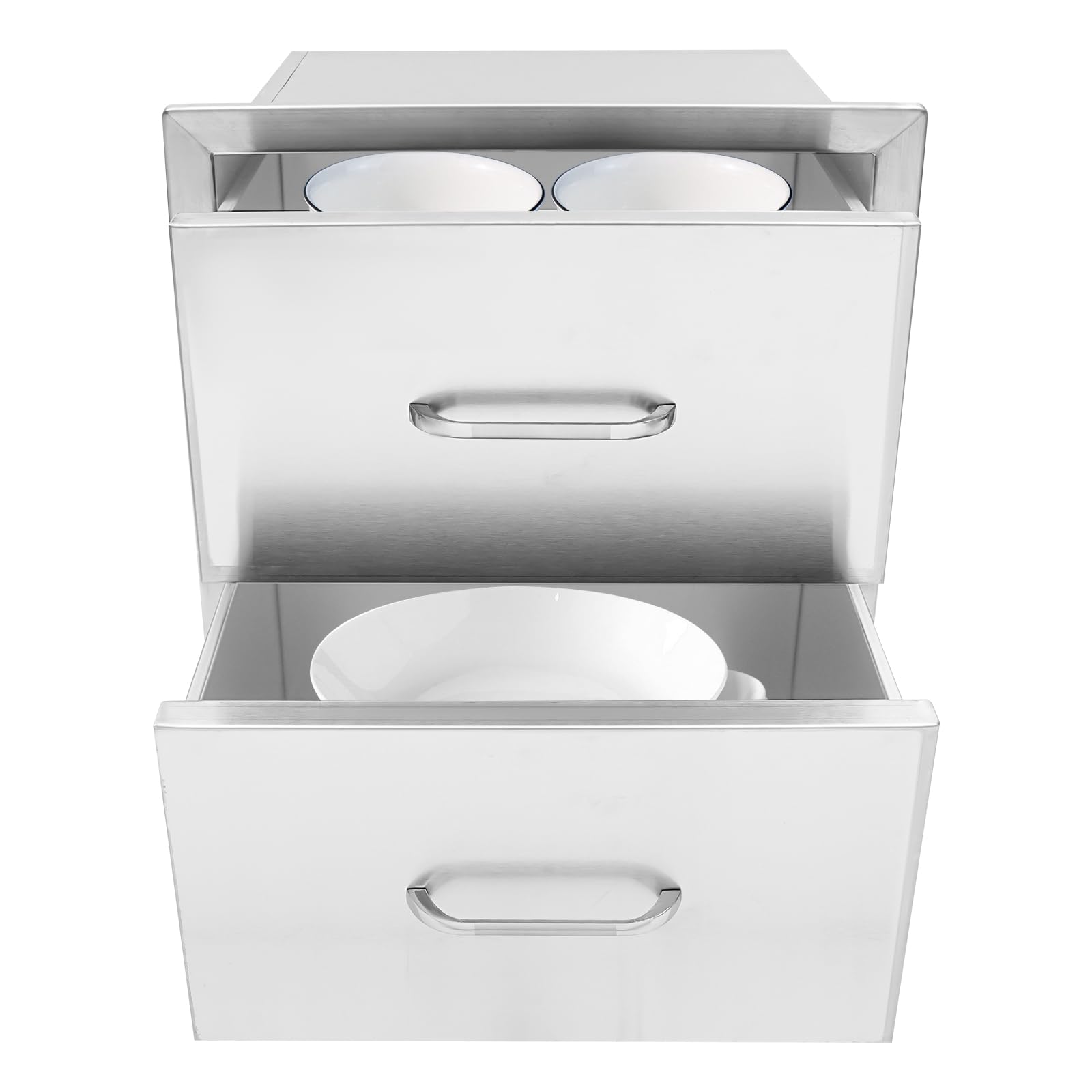 Stainless Steel BBQ Island Drawers with Recessed Handle - Flush Mount Outdoor Kitchen Drawers for Patio Grill Station (18