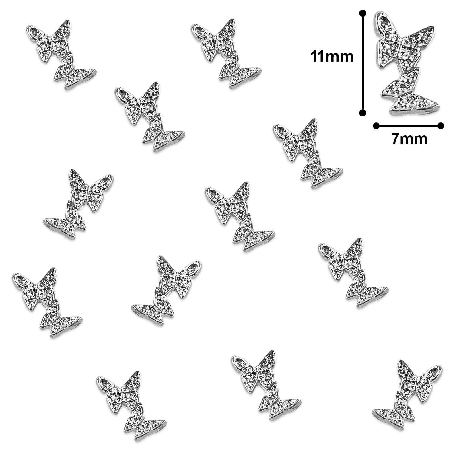 50pcs 3D Alloy Butterfly Nail Art Charms - Premium DIY Nail Decorations for Women & Girls - Elegant Nail Accessories for Parties, Weddings & Special Occasions