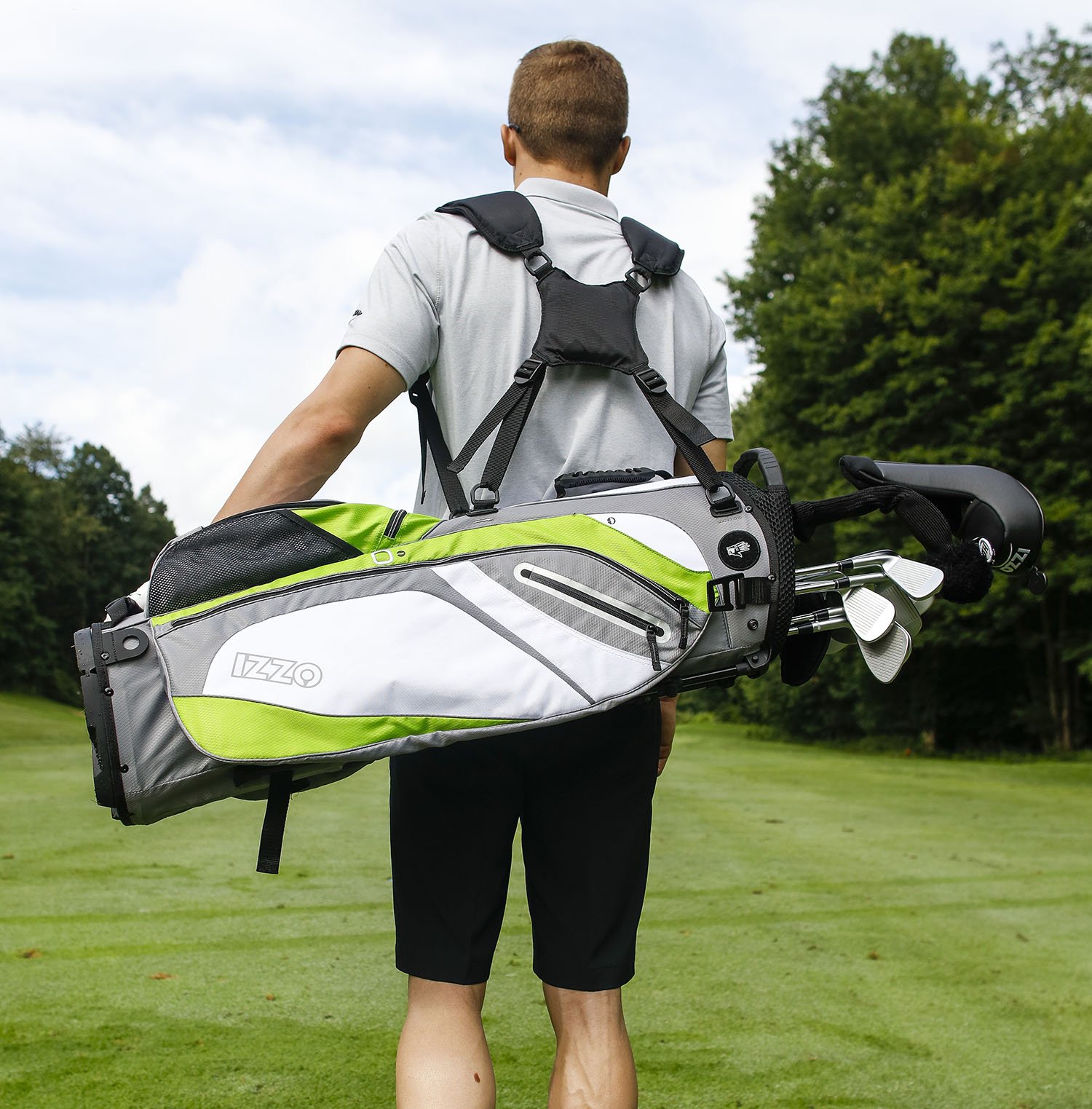 IZZO Lite Stand Golf Bag - Ultra Lightweight Carry Golf Bag with Dual Straps for Comfort | Perfect for Walking Golf Courses & Weekend Golfers