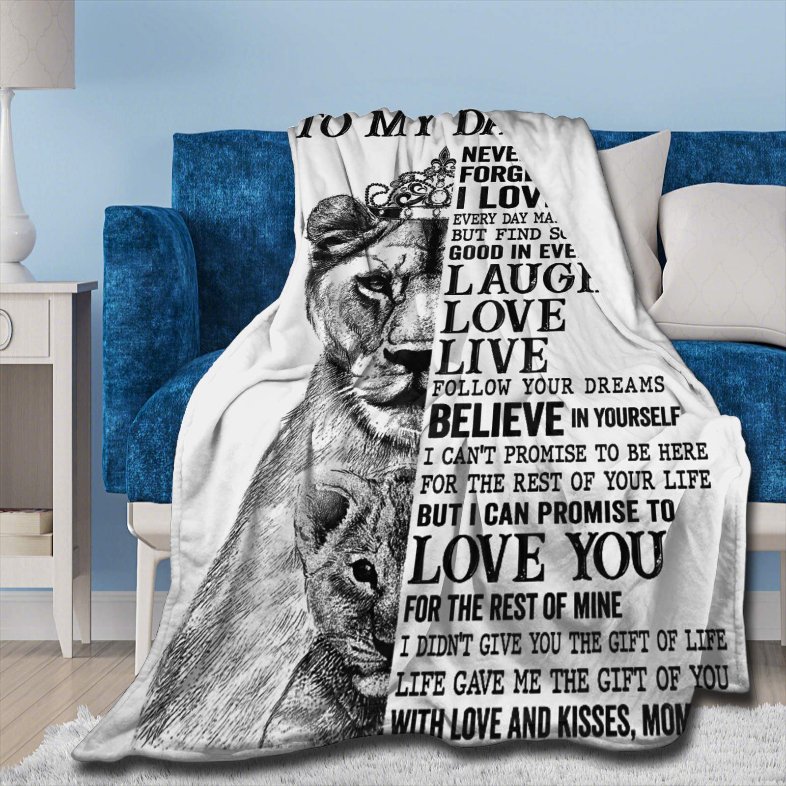 Ottoy to My Daughter Ultra Soft Micro Fleece Plaid Patchwork Plush Blanket - Dual-Sided Lightweight Throw for Couch, Sofa, Bed & Travel - Extra Large 90x120 Inches - Perfect for Cozy Nights, Movie Time & Gifts