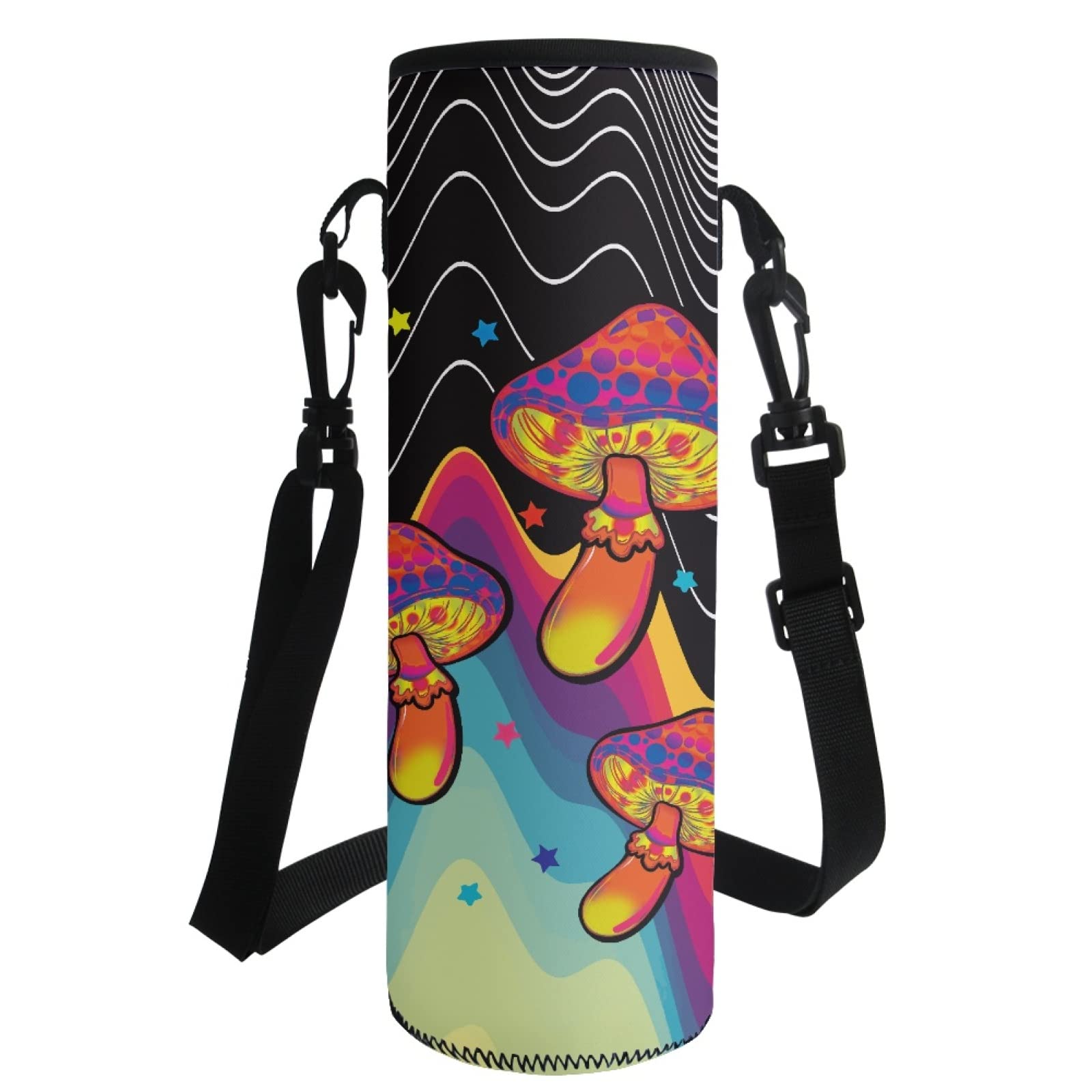 Custom Printed Insulated Neoprene Water Bottle Holder with Adjustable Shoulder Strap - Leakproof & Lightweight Bottle Cover for Hiking, Gym, Travel & Outdoor Activities