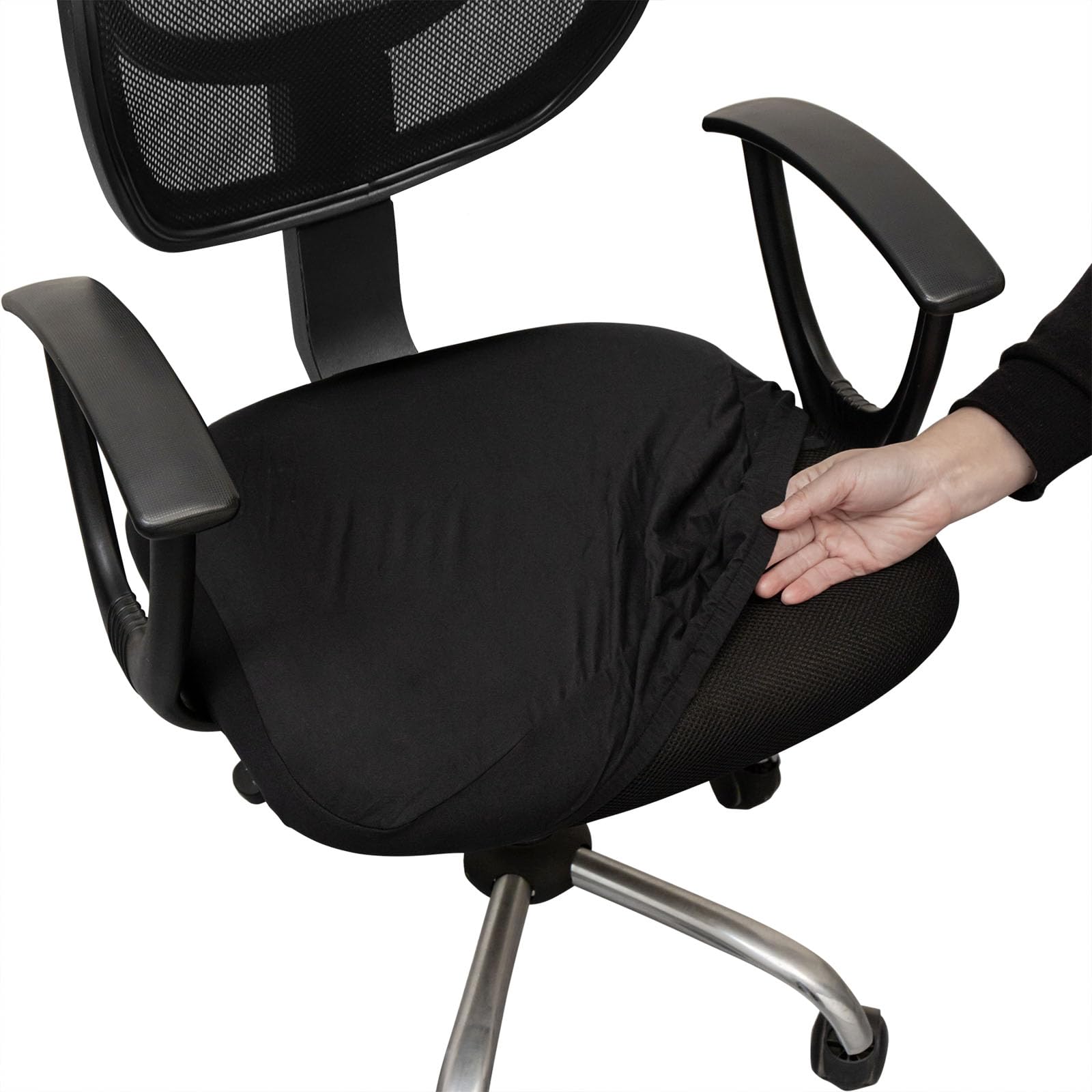 Melaluxe Universal Stretchable Office Chair Cover - Protective & Breathable Computer Chair Slipcover for Home & Office Use - Fits Most Swivel & Rolling Chairs (Black) | Perfect for Workspaces, Gaming Setups & Conference Rooms