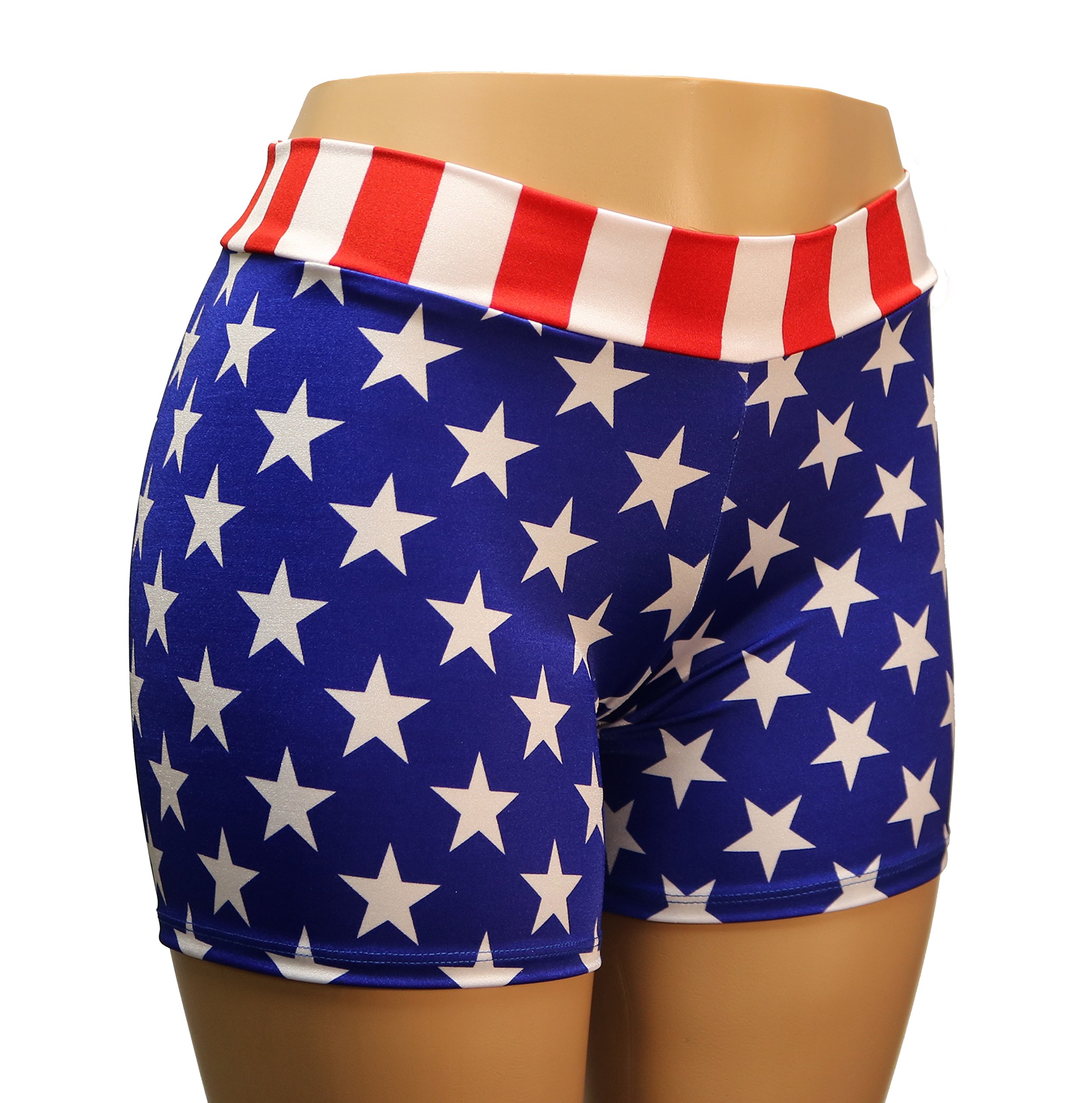 Patriotic American Flag Biker Shorts for Women - USA Stars & Stripes Design - Available in Adult & Plus Sizes - Perfect for 4th of July, Motorcycle Rides & Gym Workouts