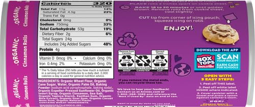 Annie's Organic Cinnamon Rolls with Icing - 5 Pack (17.5 oz) | Refrigerated Dough for Easy Baking | Perfect for Breakfast, Brunch & Holiday Treats