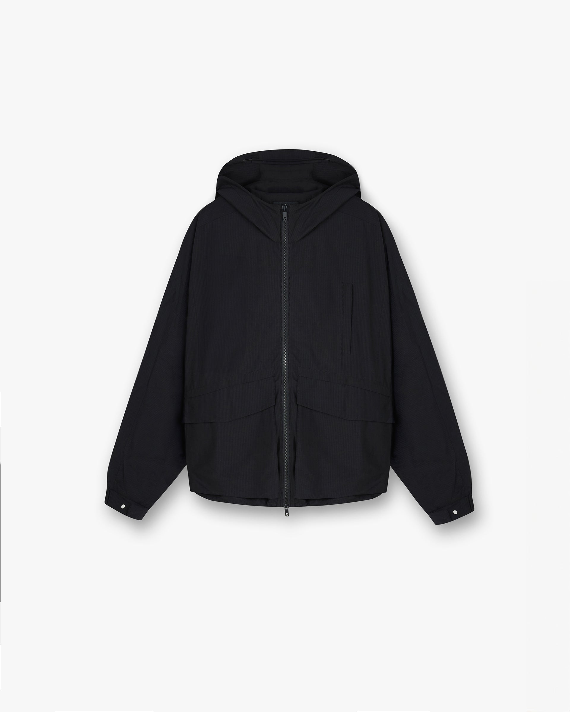 Tech Cargo Jacket for Men - Waterproof Windbreaker with Multiple Pockets | Outdoor Hiking, Travel & Urban Commute | Jet Black