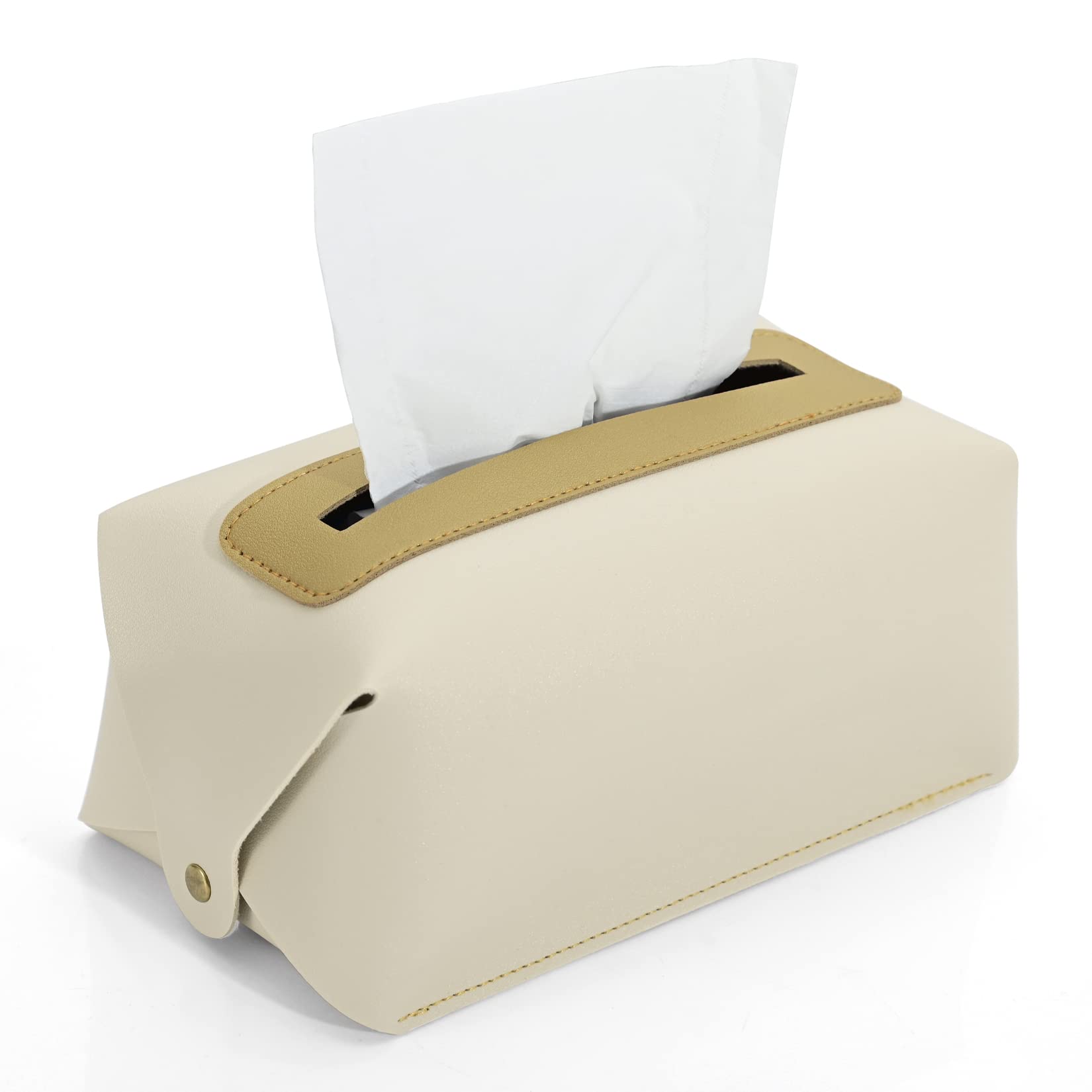 Premium PU Leather Tissue Box Cover - Modern Rectangular Tissue Dispenser Holder for Bathroom, Nightstand, Dresser, Office Desk & Car (7.5 x 4.5 x 3 Inches) - Stylish Home & Office Organization Accessory
