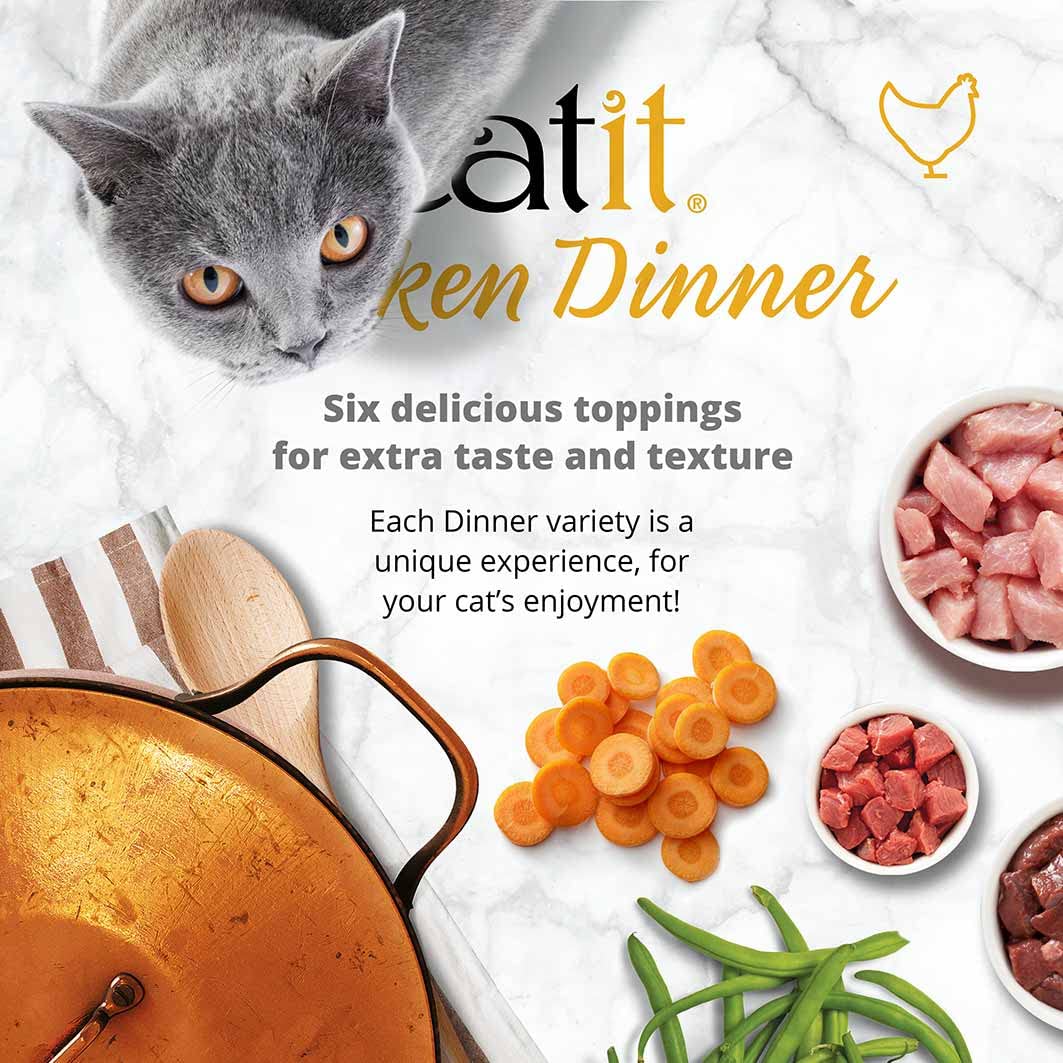 Premium Catit Wet Cat Food - Chicken Dinner with Duck & Potato, 80g (Pack of 6) | Grain-Free, High-Protein Wet Cat Food for Adult Cats & Kittens | Perfect for Mealtime, Travel & Picky Eaters