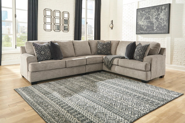 Bavarian 3-Piece Sectional Sofa Set with Stone Gray Fabric - Modern Living Room Furniture for Small Spaces & Apartments