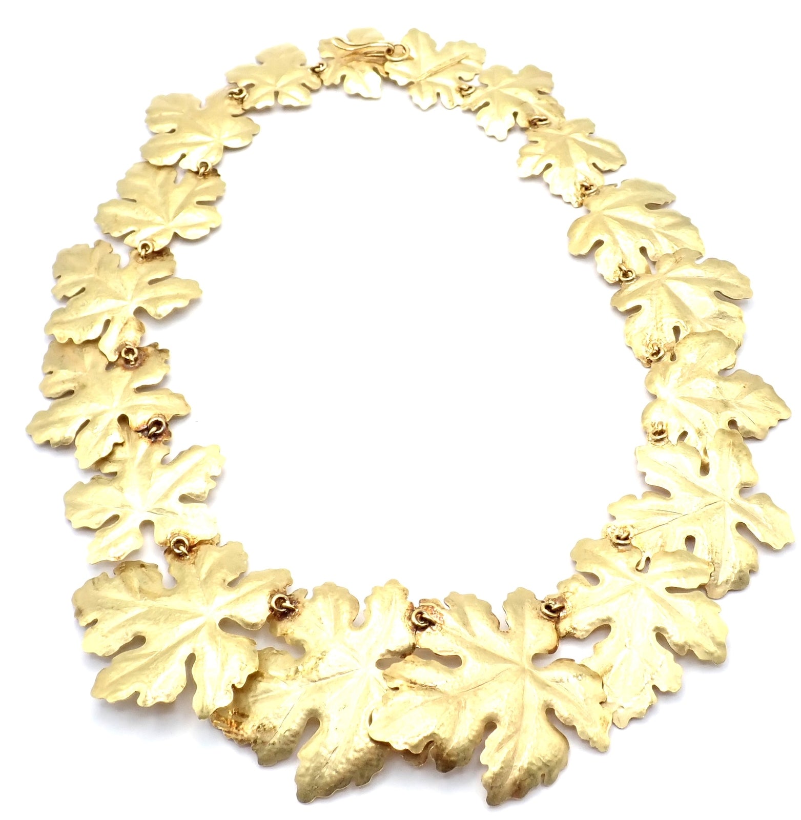 Authentic Tiffany & Co Angela Cummings 18K Yellow Gold Leaf Necklace - Vintage 1981 Rare Collectible Jewelry for Women - Perfect for Weddings, Anniversaries & Special Occasions