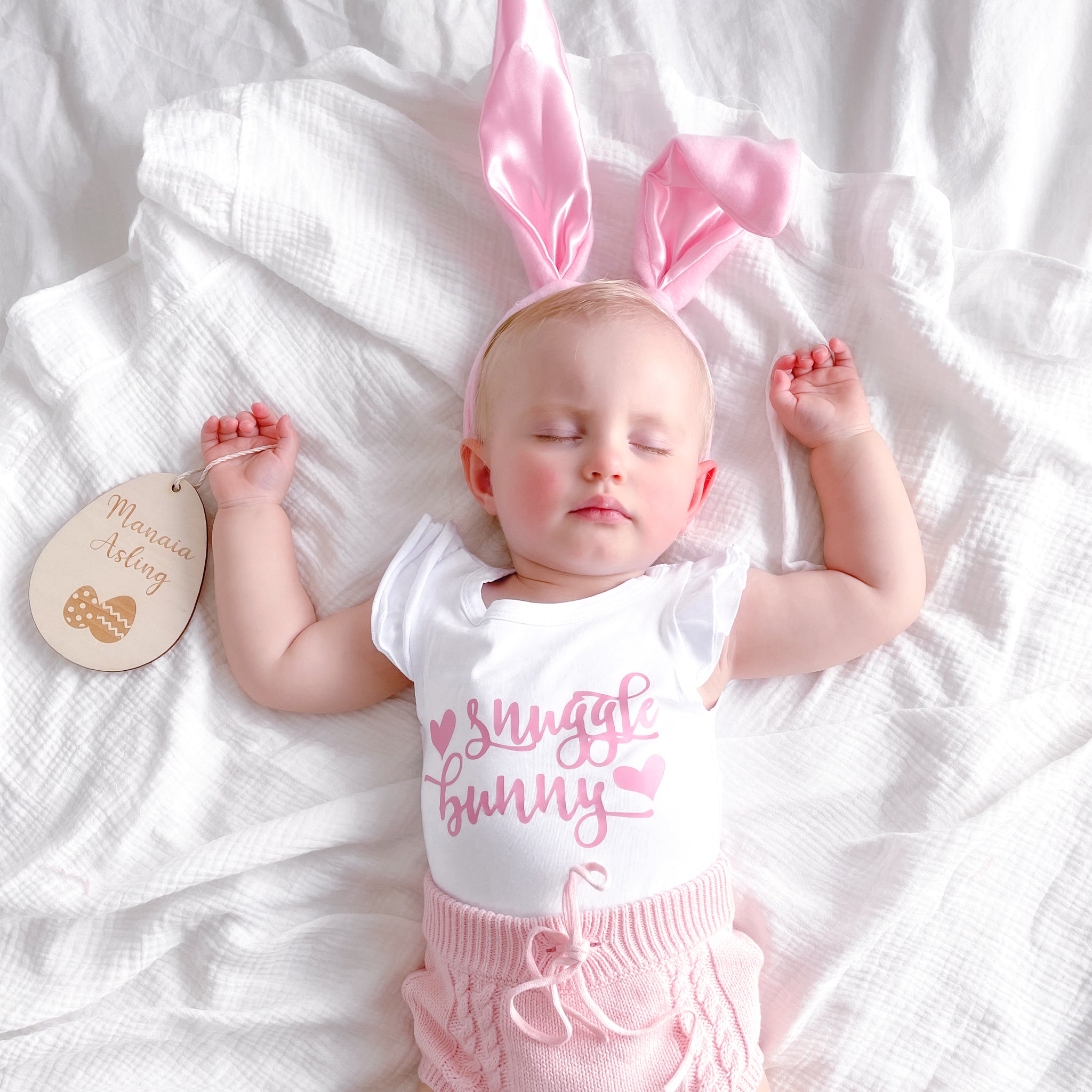 Custom Snuggle Bunny with Hearts Vinyl Plush Toy - Perfect for Gifts, Nursery Decor & Cuddling