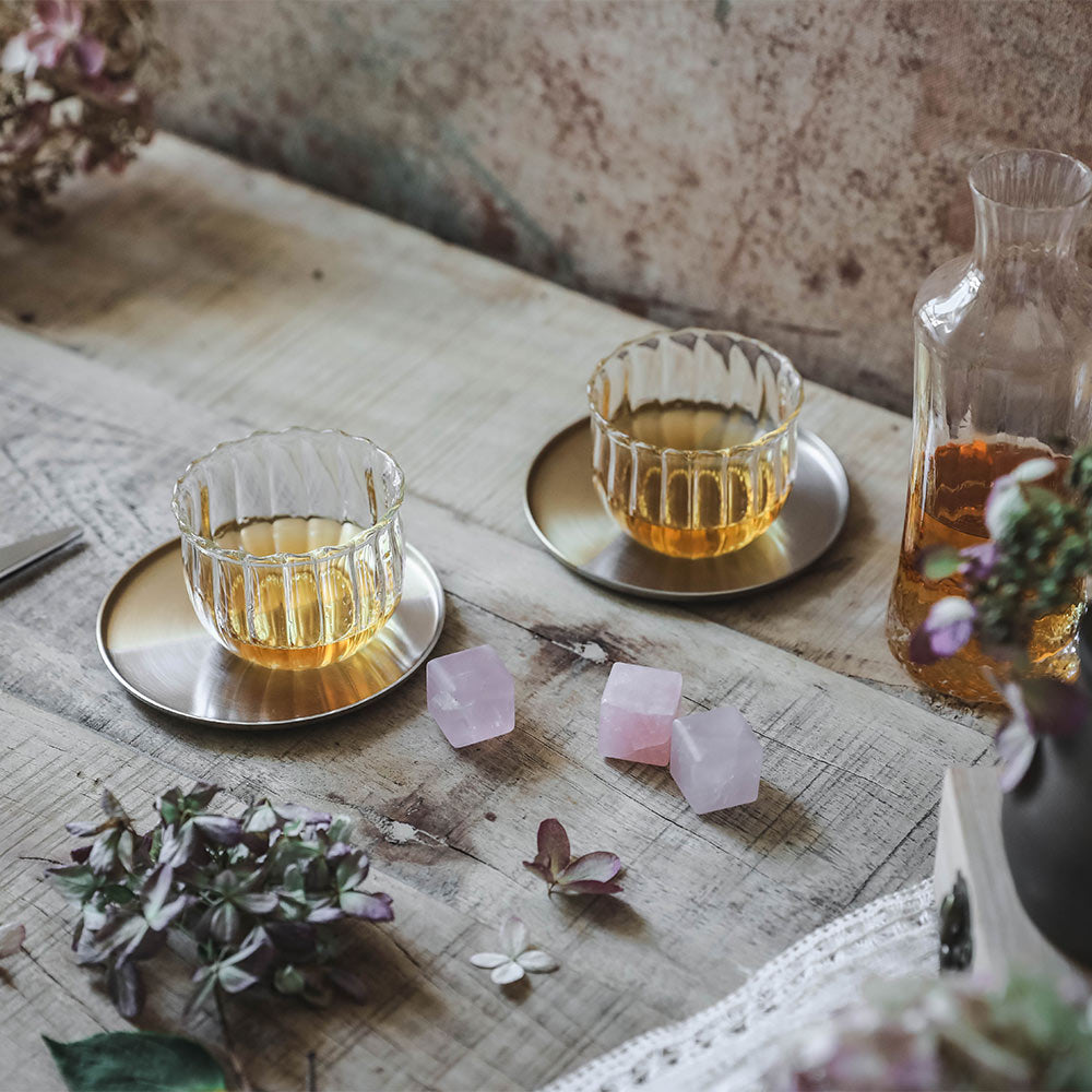 Dual Tone Coaster Set - Brass & Nickel Finish | Elegant Drink Coasters for Home Bar, Dining Table & Office Decor