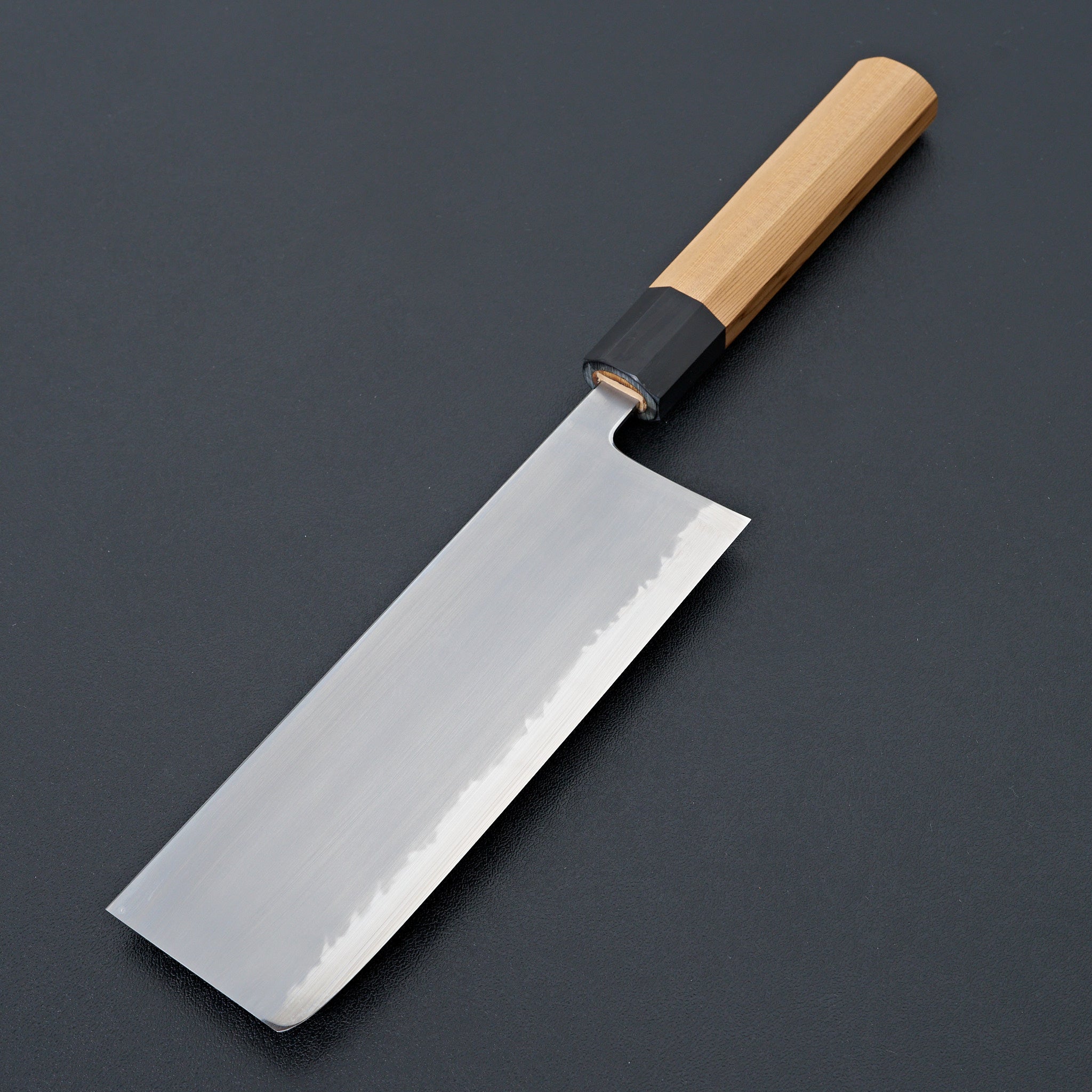 Hitohira Gorobei Izo White #2 Nakiri Knife - Japanese Carbon Steel Blade with Yakusugi Cedar Handle - Perfect for Vegetable Chopping, Slicing & Precision Kitchen Tasks