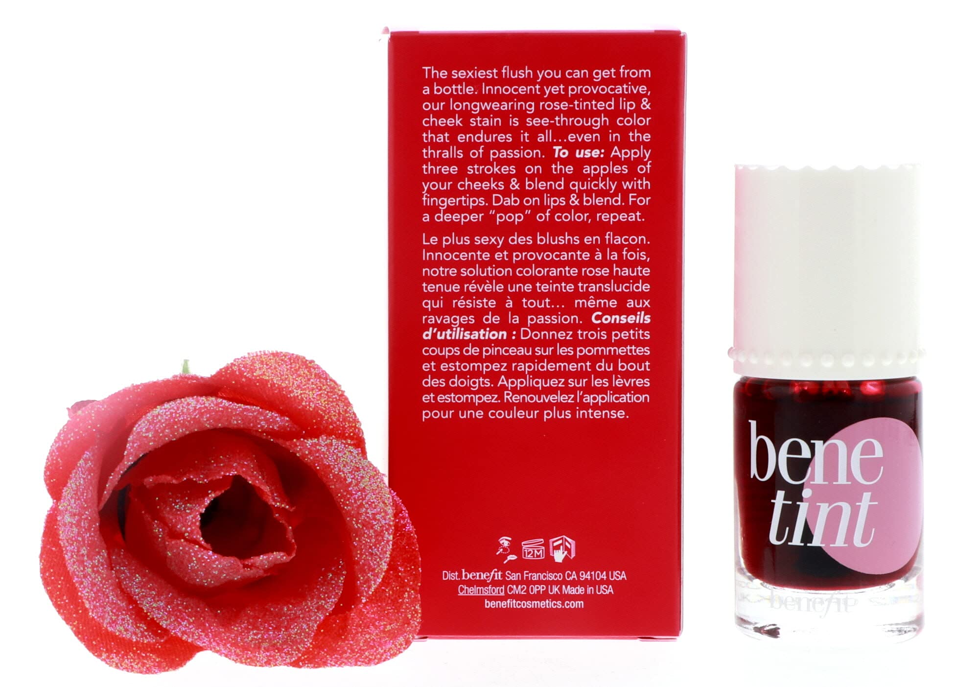 Benefit Bene Tint Rose Tinted Lip & Cheek Stain - 0.4 oz Natural Blush & Lip Tint for a Flushed Look | Perfect for Everyday Wear, Date Night & On-The-Go Touch Ups