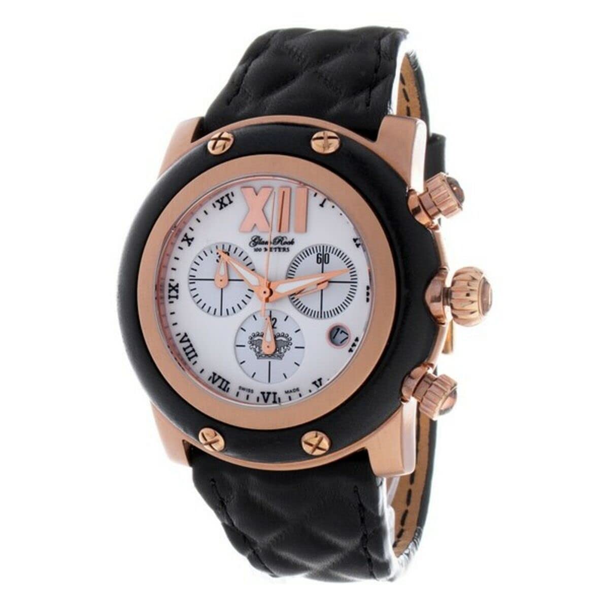 Glam Rock Stainless Steel Watch for Women - White & Black Dial, Water Resistant, Fashion Accessory for Casual & Formal Occasions