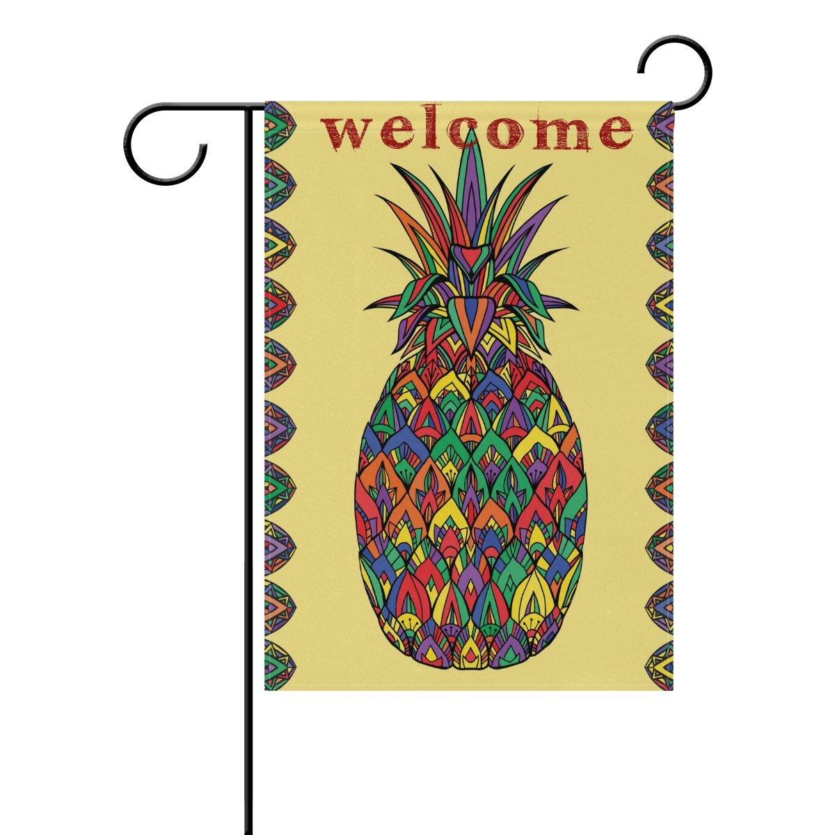ALAZA Double Sided Retro Rainbow Pineapple Garden Flag - 28x40 Inch Outdoor Yard Decor, Ethnic Welcome House Flag for Spring Summer - Perfect for Patio, Lawn, Porch & Seasonal Home Decoration