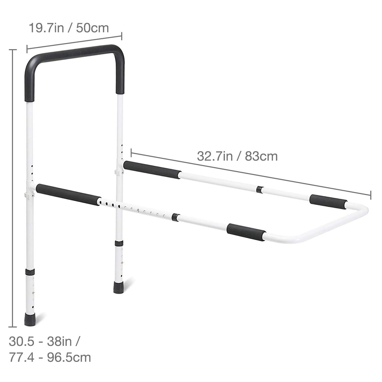 Adjustable Height Bed Rail for Elderly - Tool-Free Assembly, Non-Slip Grip Bed Assist Handle - Ideal for Home Care, Hospital & Mobility Assistance