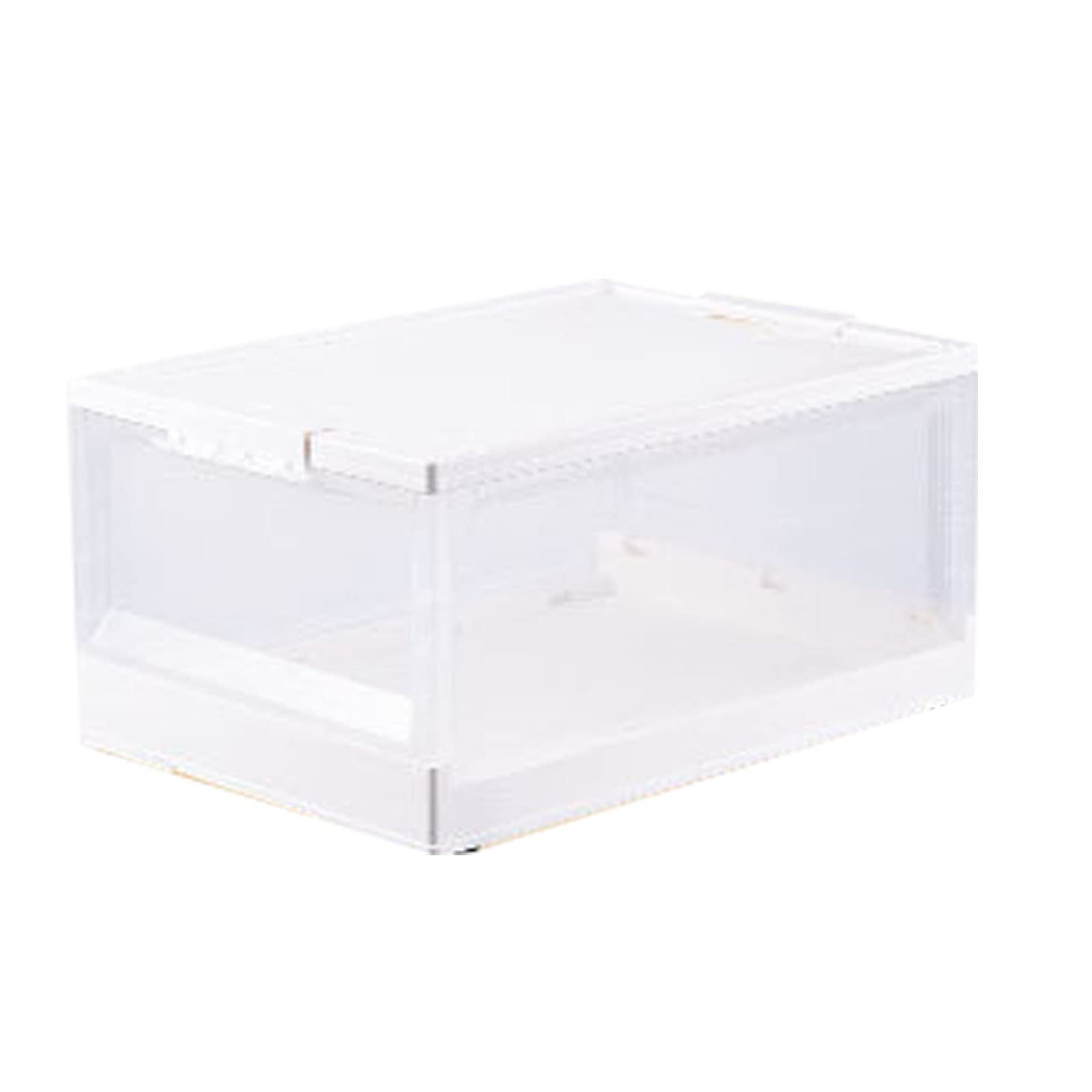 Stackable Foldable Plastic Storage Box with Lids - Large Capacity Collapsible Storage Bins for Home Organization, Closet, Garage & Office Use