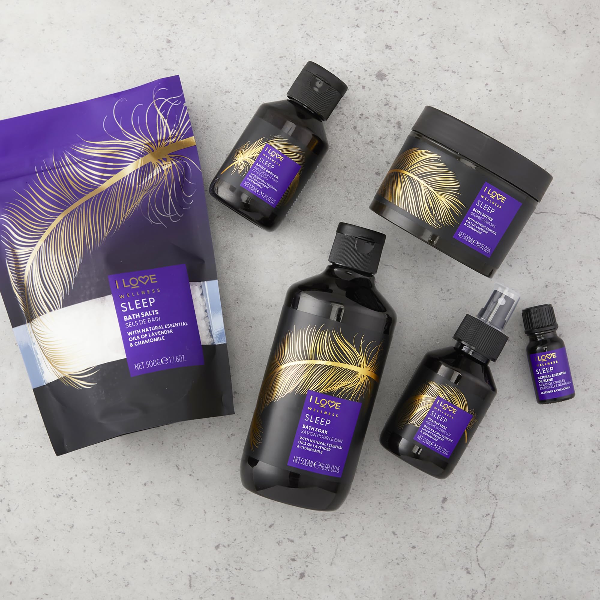 I LOVE Wellness Sleep Bath & Body Oil - Lavender Chamomile Essential Oil Blend for Dry Skin, Relaxation & Better Sleep - 4.2 oz | Perfect for Nighttime Baths, Massage & Aromatherapy