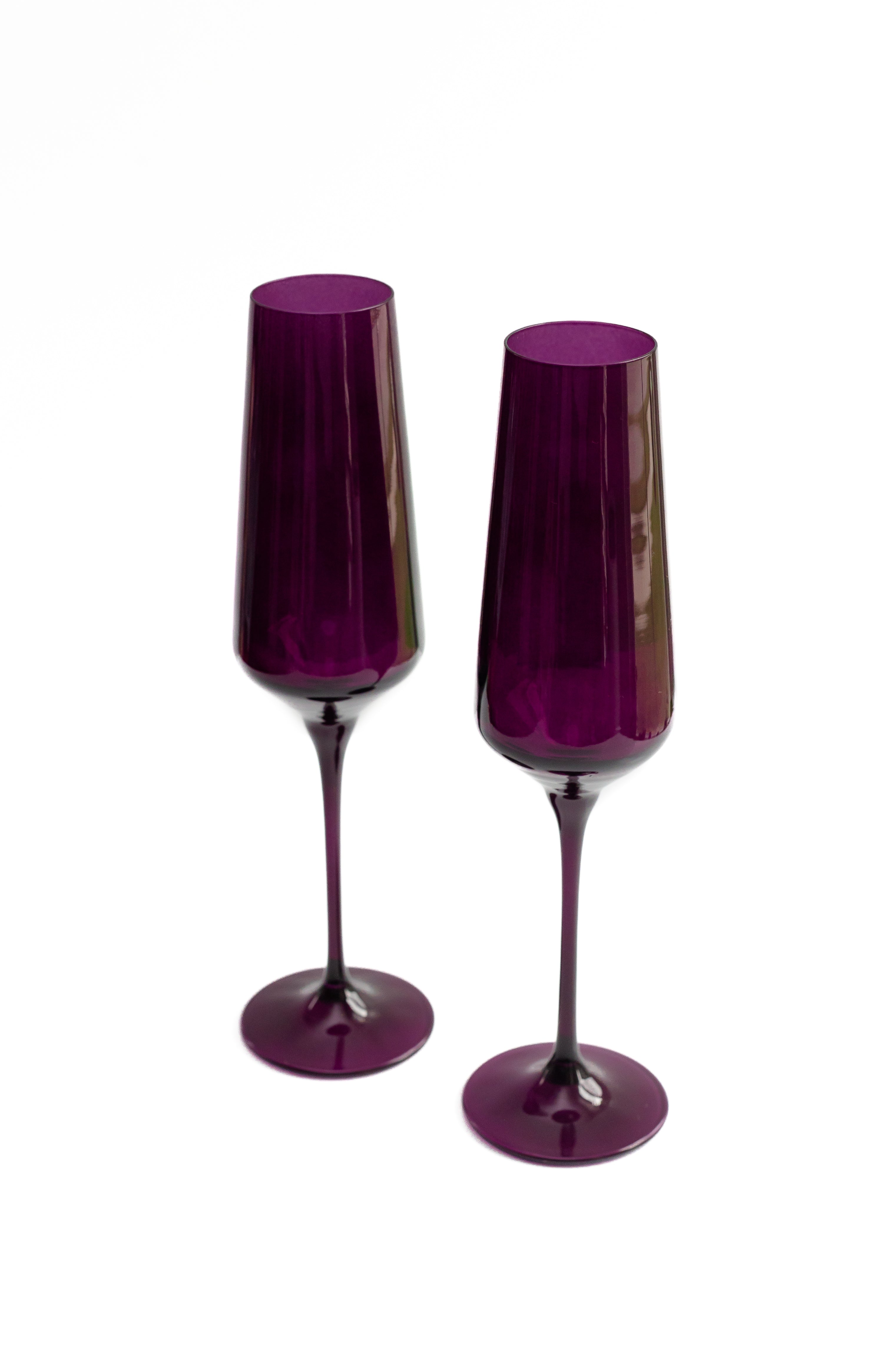 Estelle Colored Champagne Flute Set of 6 - Elegant Amethyst Glassware for Wedding, Party & Special Occasions