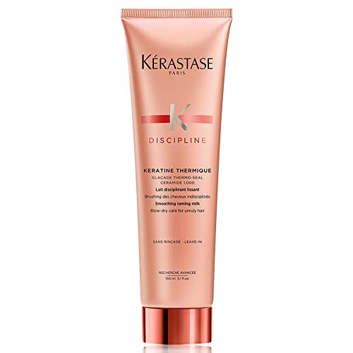Kerastase Discipline Keratine Thermique Blow Dry Primer Serum - Pre-Styling Cream & Heat Protectant for Smooth & Strong Hair | With Morpho-Keratine & Ceramides | Suitable for All Hair Types | 5.1 Fl Oz | Perfect for Daily Styling, Blowouts & Heat Protection