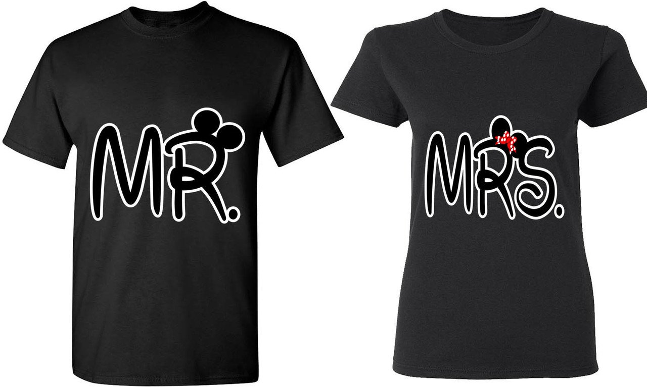Mr. & Mrs Matching Couple T-Shirts - His & Her Cotton Tees for Anniversaries, Weddings & Date Nights - Romantic Couple Outfits