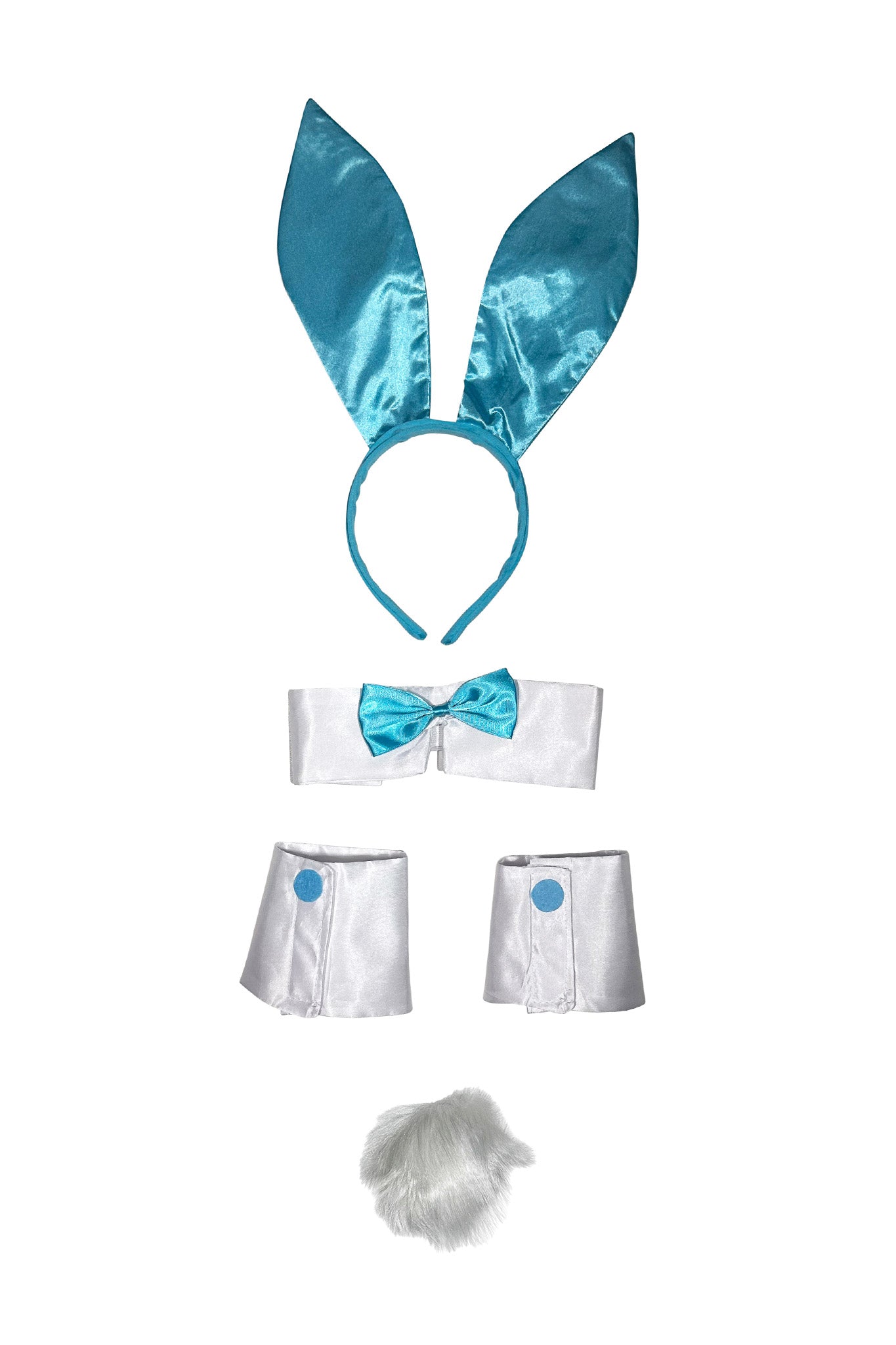 5 Piece Bunny Accessory Kit for Easter Decorations - Blue Bunny Ears, Tail & Bow Tie Set - Perfect for Easter Party, Spring Festival & Photo Props