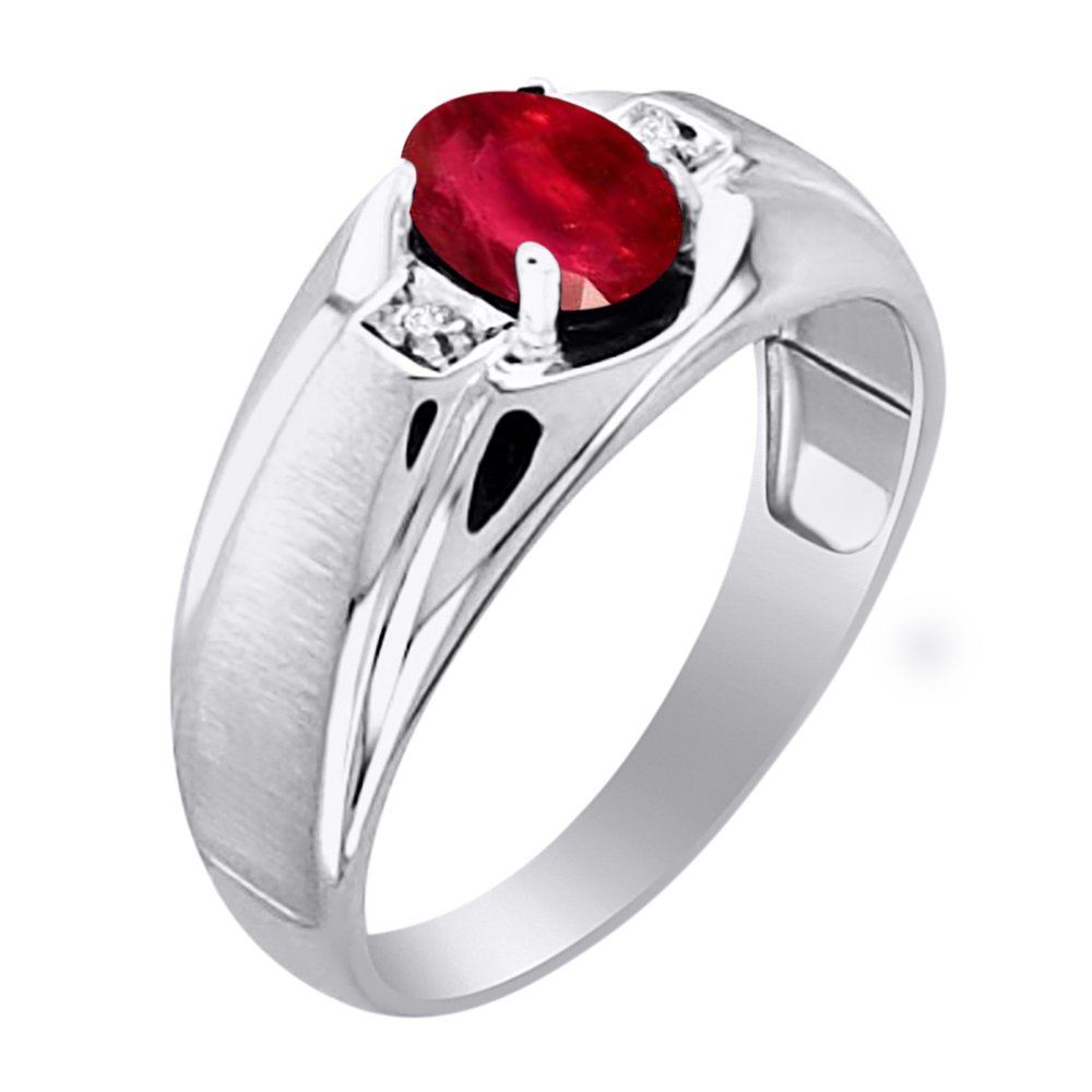 Rylos Men's Sterling Silver Ring with 7X5MM Oval Gemstone & Diamond - Classic Birthstone Jewelry for Men, Sizes 8-13 | Perfect for Weddings, Anniversaries & Gifts