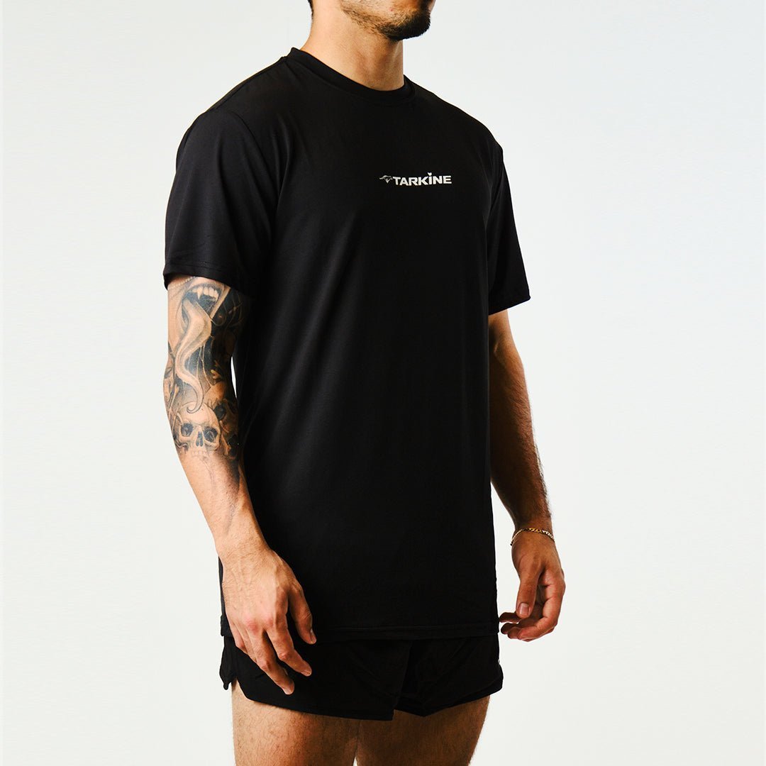 Eco-Friendly Men's Running T-Shirt - Tarkine Ultra Tee (Tasmanian Devil Black, Standard Fit) | Breathable Performance Shirt for Jogging, Gym & Outdoor Activities