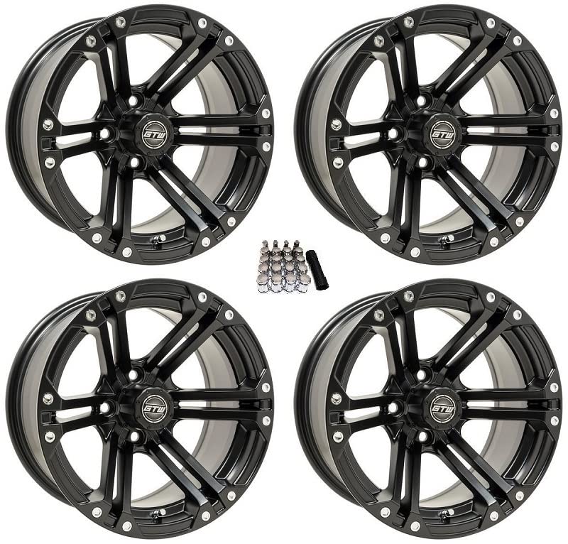 GTW Specter 14 Inch Golf Cart Wheels and Rims - Matte Black Alloy Rims for Golf Carts & Utility Vehicles - Perfect for Golf Courses, Resorts, and Neighborhood Cruising
