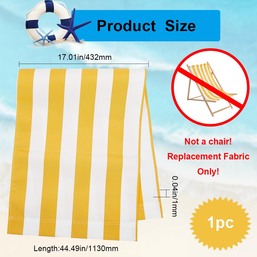 GORGECRAFT 44x17 Inch Beach Sling Chair Replacement Canvas - 1mm Thick Yellow & White Stripes Outdoor Lounge Chair Fabric - Durable Folding Patio Sling Chair for Sunbathing, Poolside, Garden, Courtyard, and Backyard Relaxation