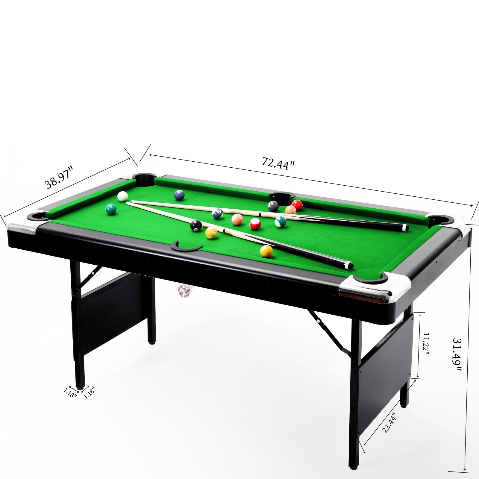 7-Ft Folding Pool Table for Home Game Room - Includes 2 Cue Sticks, Chalk & Felt Brush - Perfect for Family Parties, Kids & Adults - Easy Storage Red Billiard Table - Great for Basements, Man Caves & Entertainment Spaces