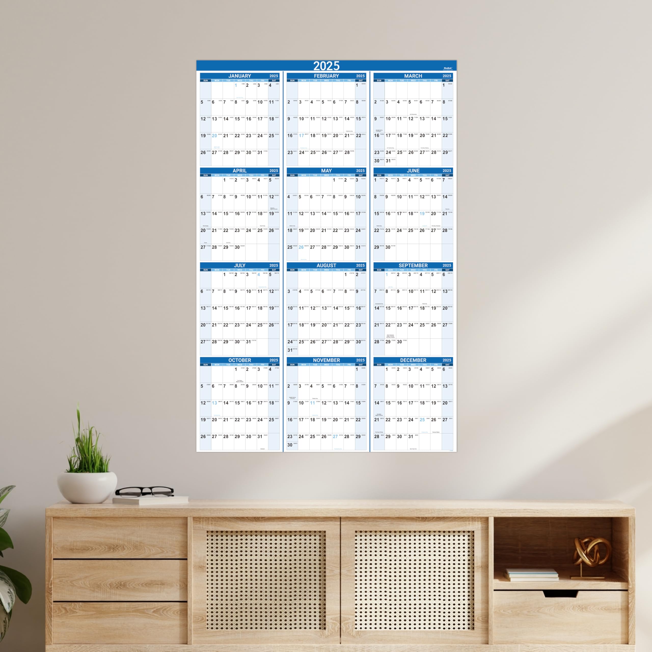 2025 Large Wall Calendar - January to December 2025 - 22.8