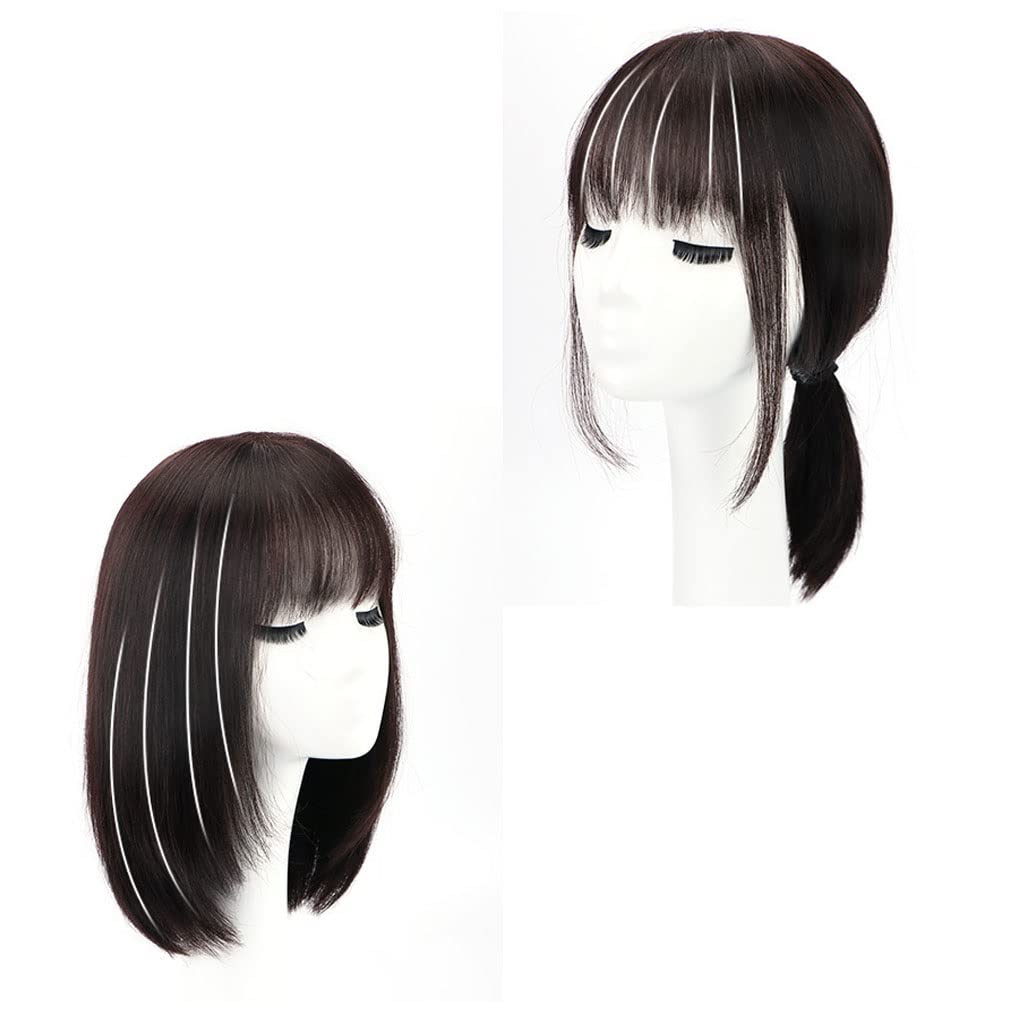 MIYYO 100% Real Human Hair Toppers for Women - Natural Black Hairpiece with Bangs, 120% Density for Thinning Hair (16 Inches) | Perfect for Daily Wear, Parties & Special Occasions